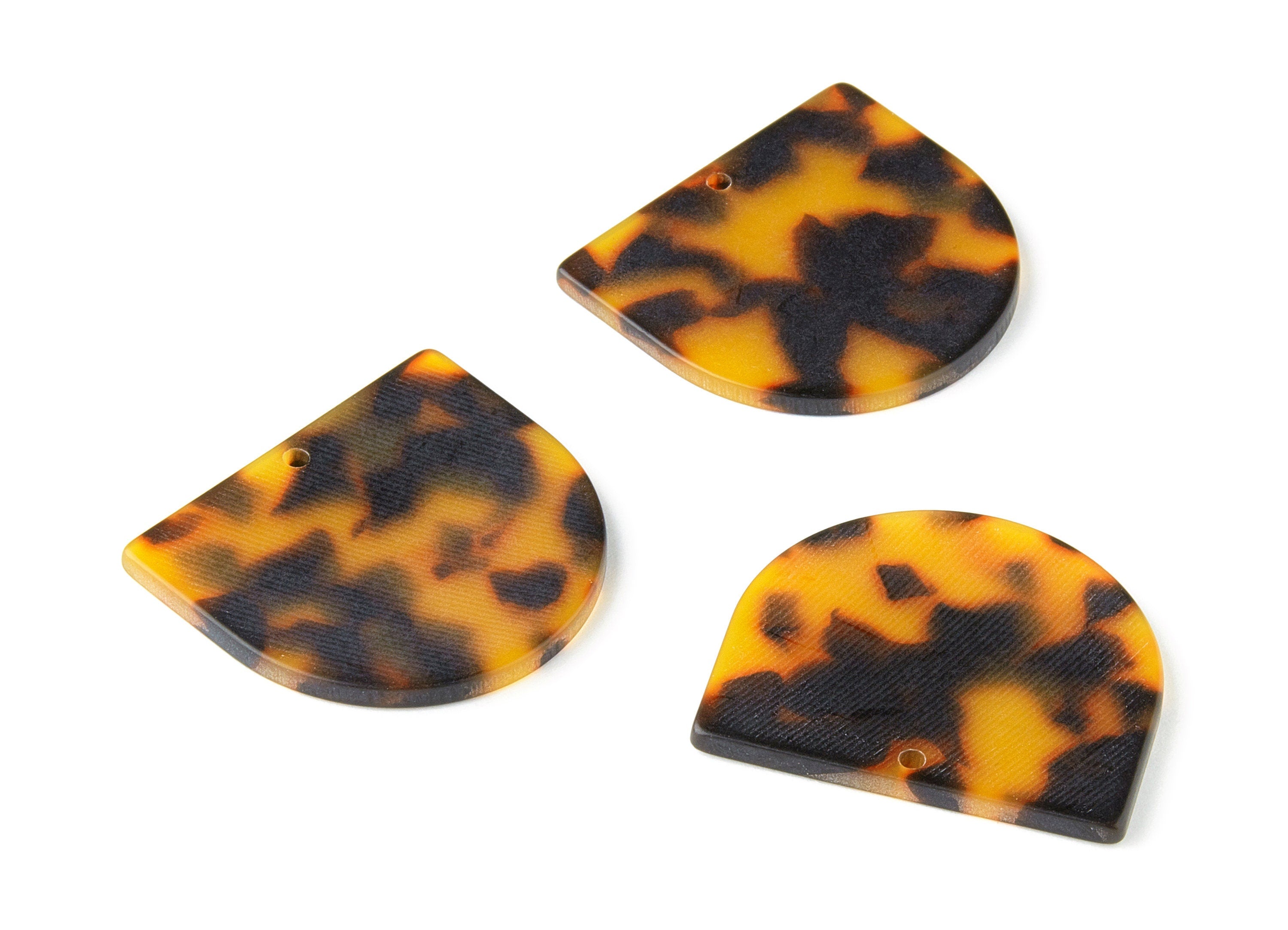 Acetate D Charms - Matte Tortoise Shell Earrings - Domed Pendant - Jewelry Making Supplies - Color Code: A294 - 34x29.21x2.5mm - AC1094-A294 - DOMEDBAZAAR