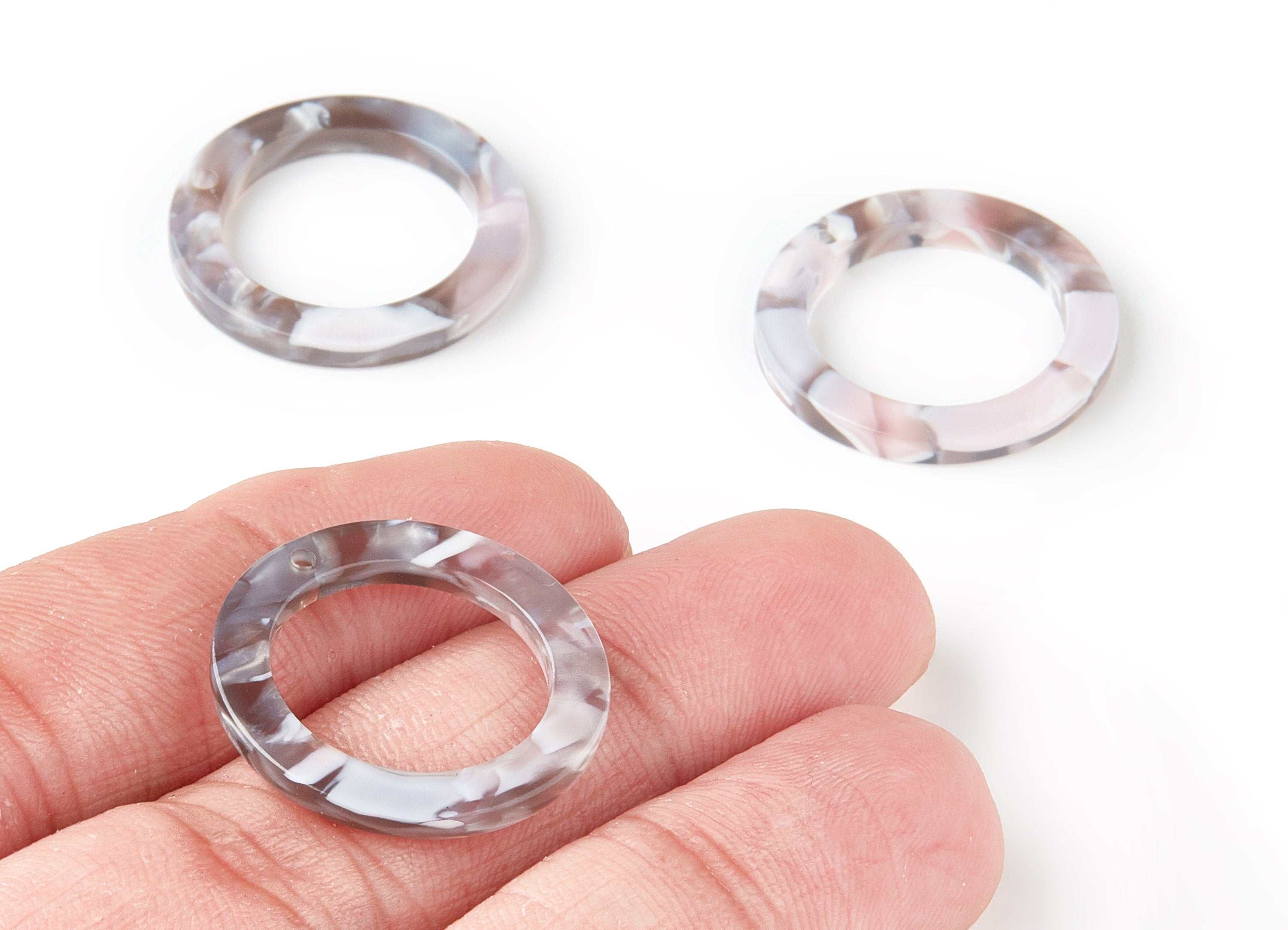 Acetate Hoop Earring Charm - Circle Pendant - 1 Hole - Earring Findings - Jewelry Supplies - Color Code: A157 - 22.8x22.8x2.63mm - AC1118M - DOMEDBAZAAR