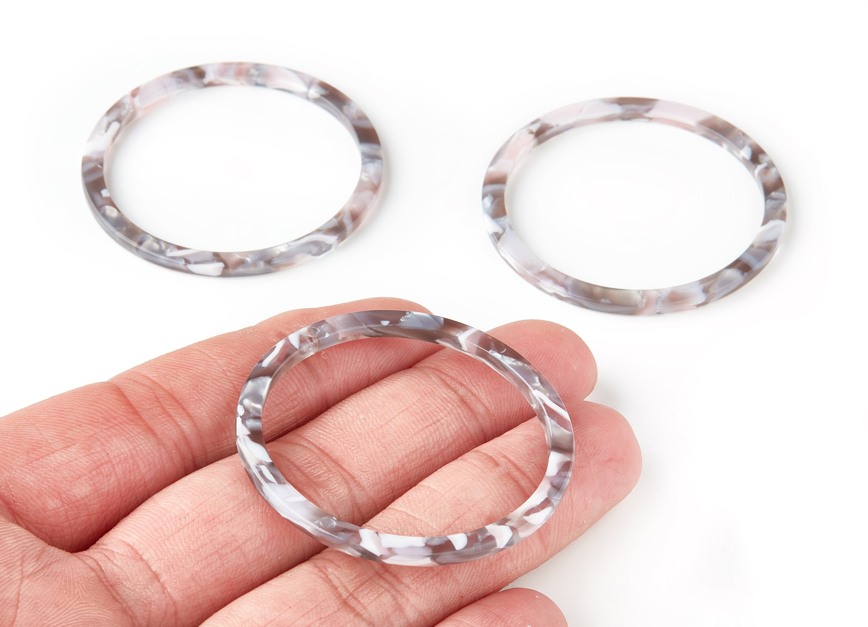 Acetate Hoop Earring Charms - Circle Shaped Pendant - Earring Findings - Jewelry Supplies - Color Code: A157 - 44.3x44.3x2.7mm - AC1126M - DOMEDBAZAAR