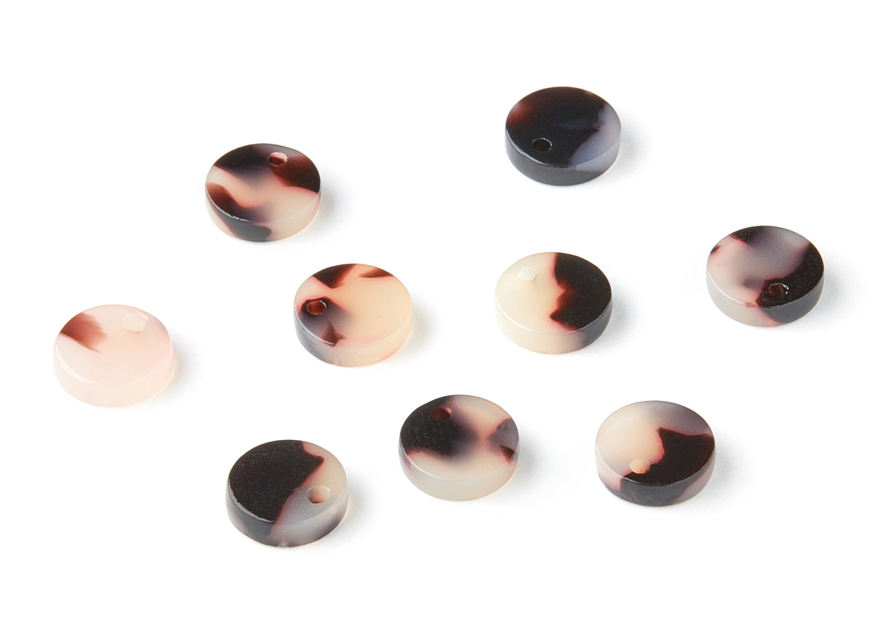 Acetate Acrylic Earring Charms - Blonde Tortoise Shell Earrings - Circle Pendant - Color Code: A06 - 8.82x8.82x2.7mm - AC1116K - DOMEDBAZAAR