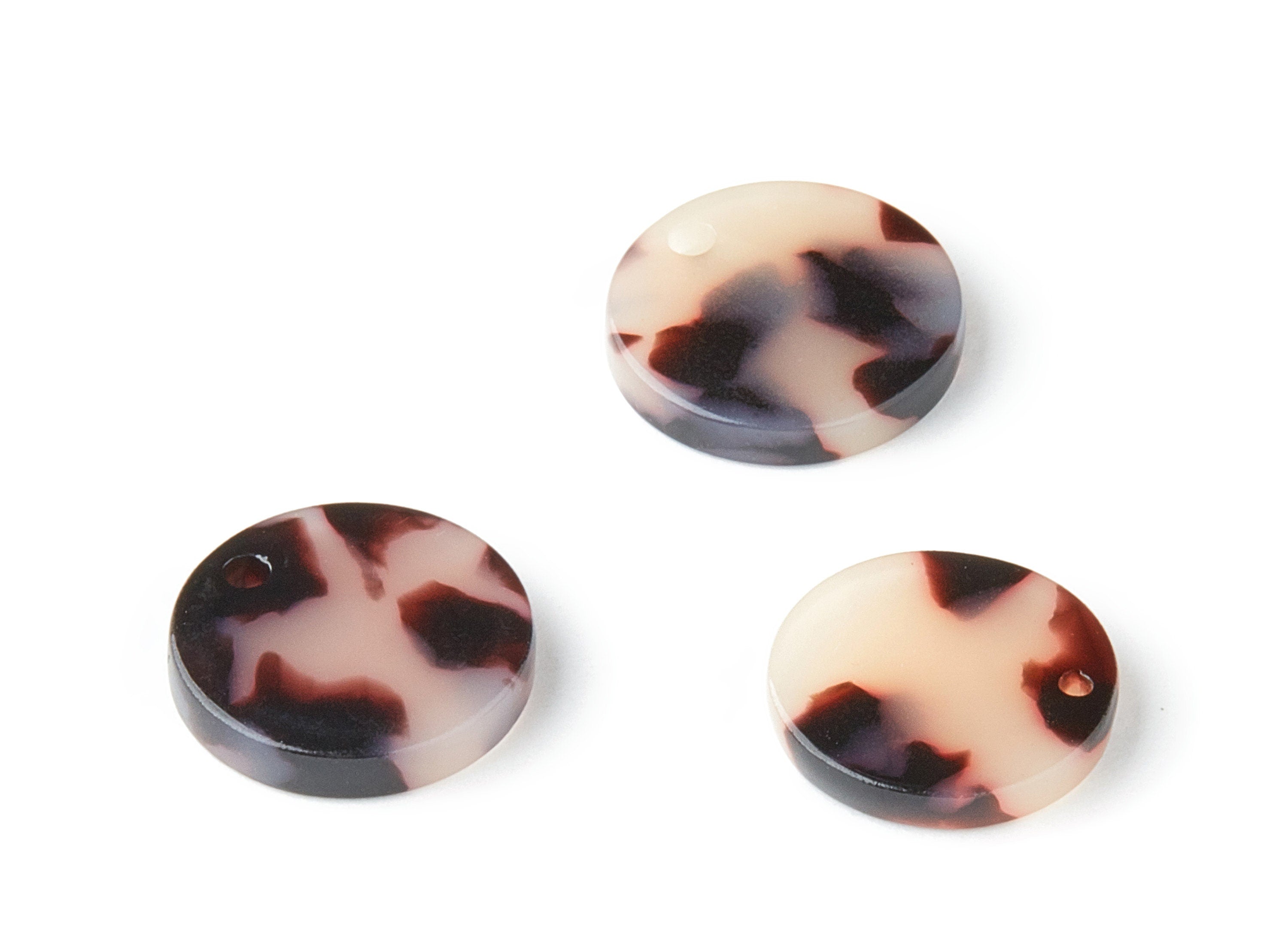 Acetate Coin & Round Charms - Blonde Tortoise Shell Earrings - Coin Earrings and Pendant - Color Code: A07 - 14.5x14.5x2.56mm - AC1064-A07 - DOMEDBAZAAR