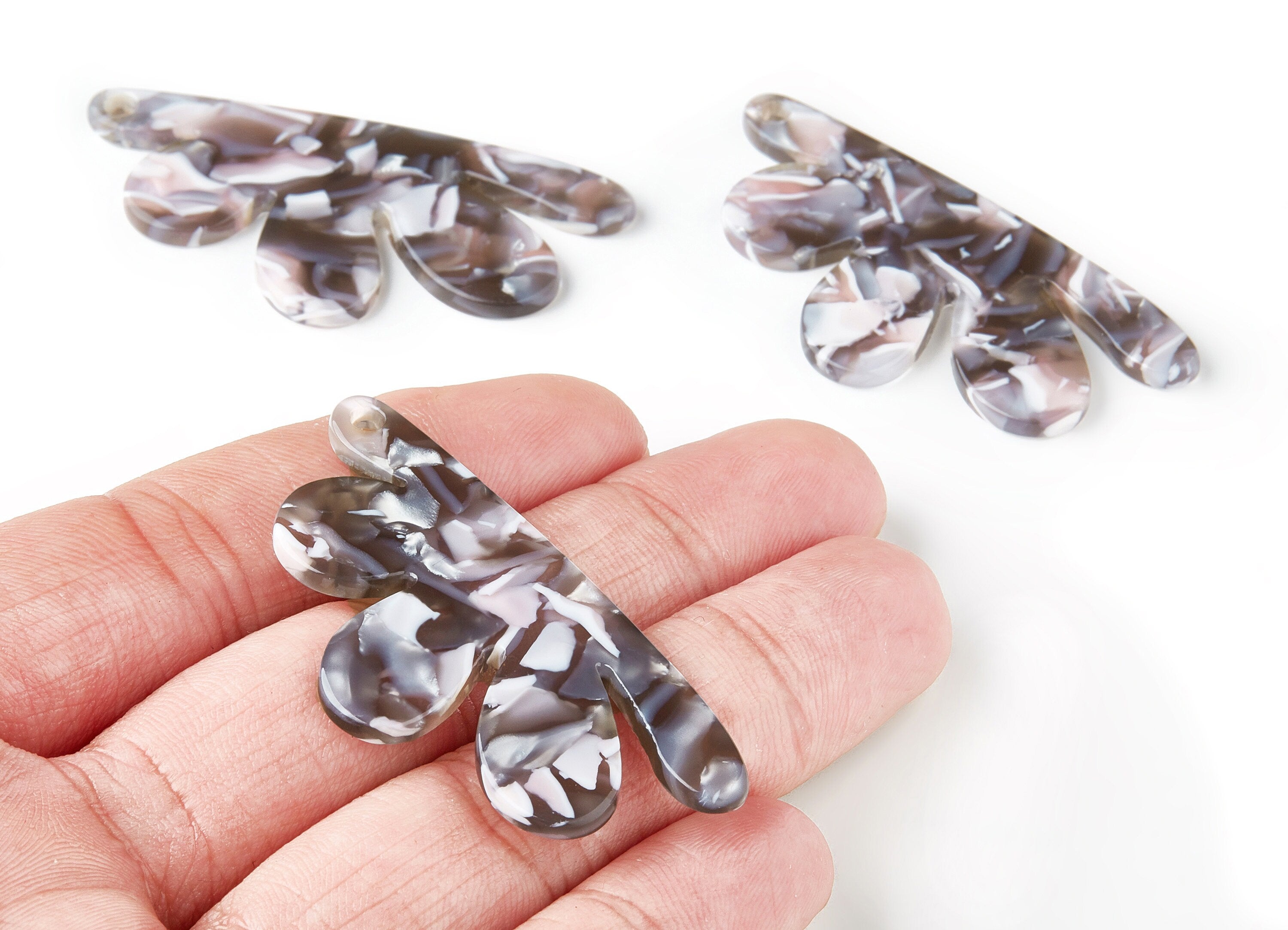 Acetate Flower Earring Charms - Flower Shaped Pendant - Earring Findings - Jewelry Supplies - Color Code: A157 - 54.4x27.3x2.53mm - AC1090EE - DOMEDBAZAAR