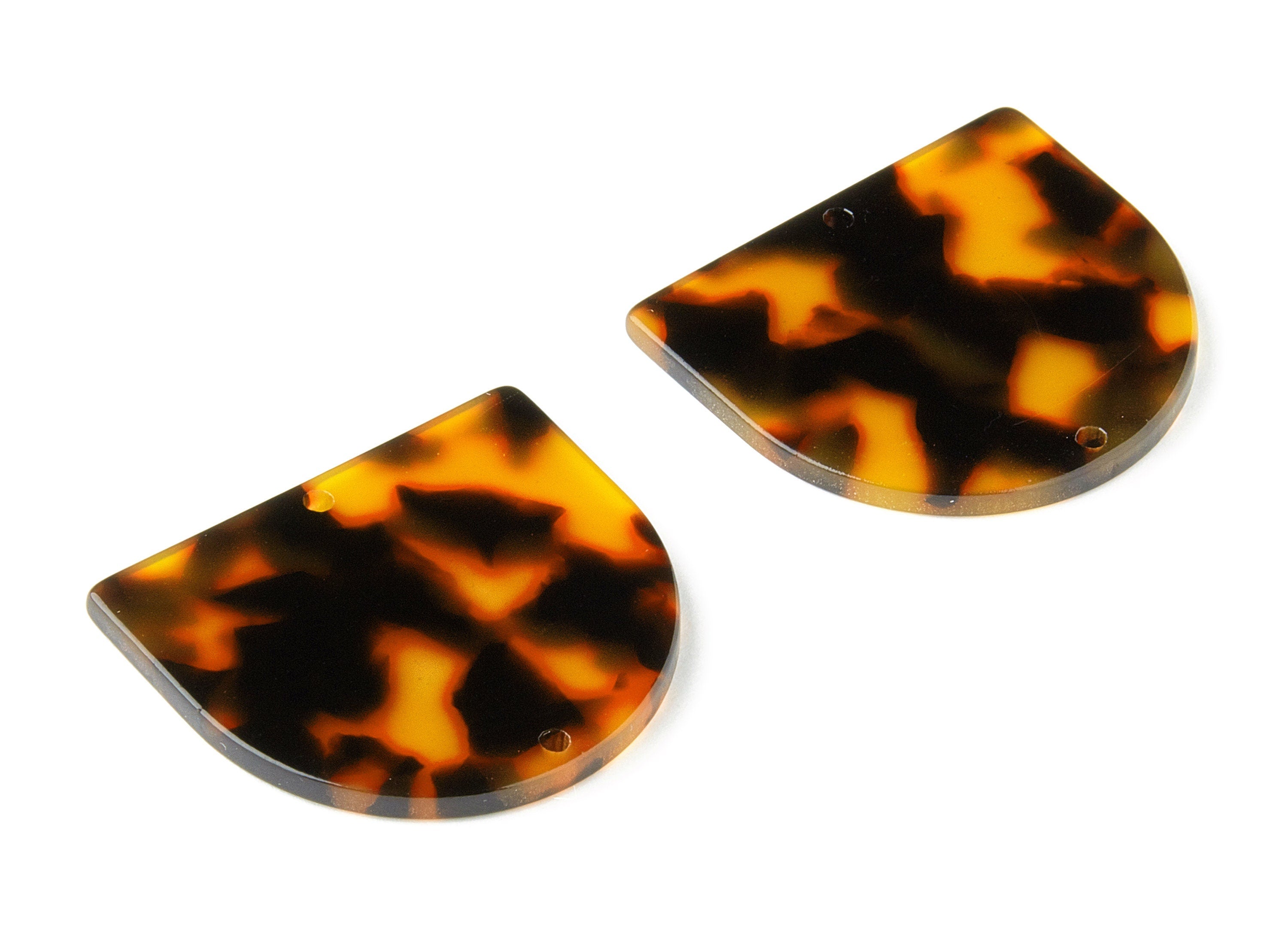 Acetate D Connector - Tortoise Shell Earrings - Domed Charms and Pendant - 2 Holes - Color Code: A04 - 34x29.21x2.5mm - AC1634-A04 - DOMEDBAZAAR