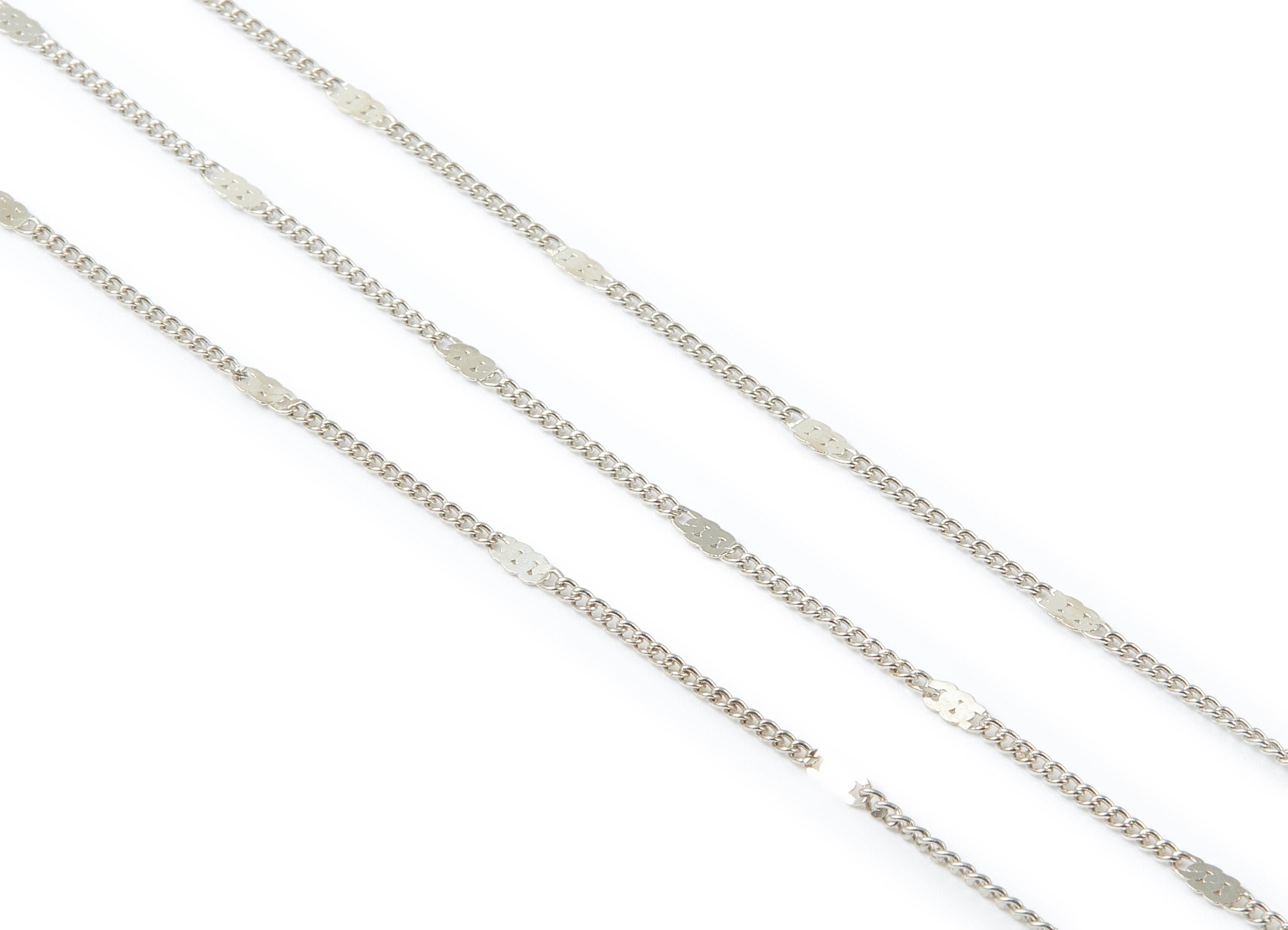 Hammered Satellite Curb Chain - Brass Chain - Silver Tone Plated Chain - Soldered Chain - 0.06&quot; x 0.03&quot; x 0.09&quot; - CC1102S - DOMEDBAZAAR