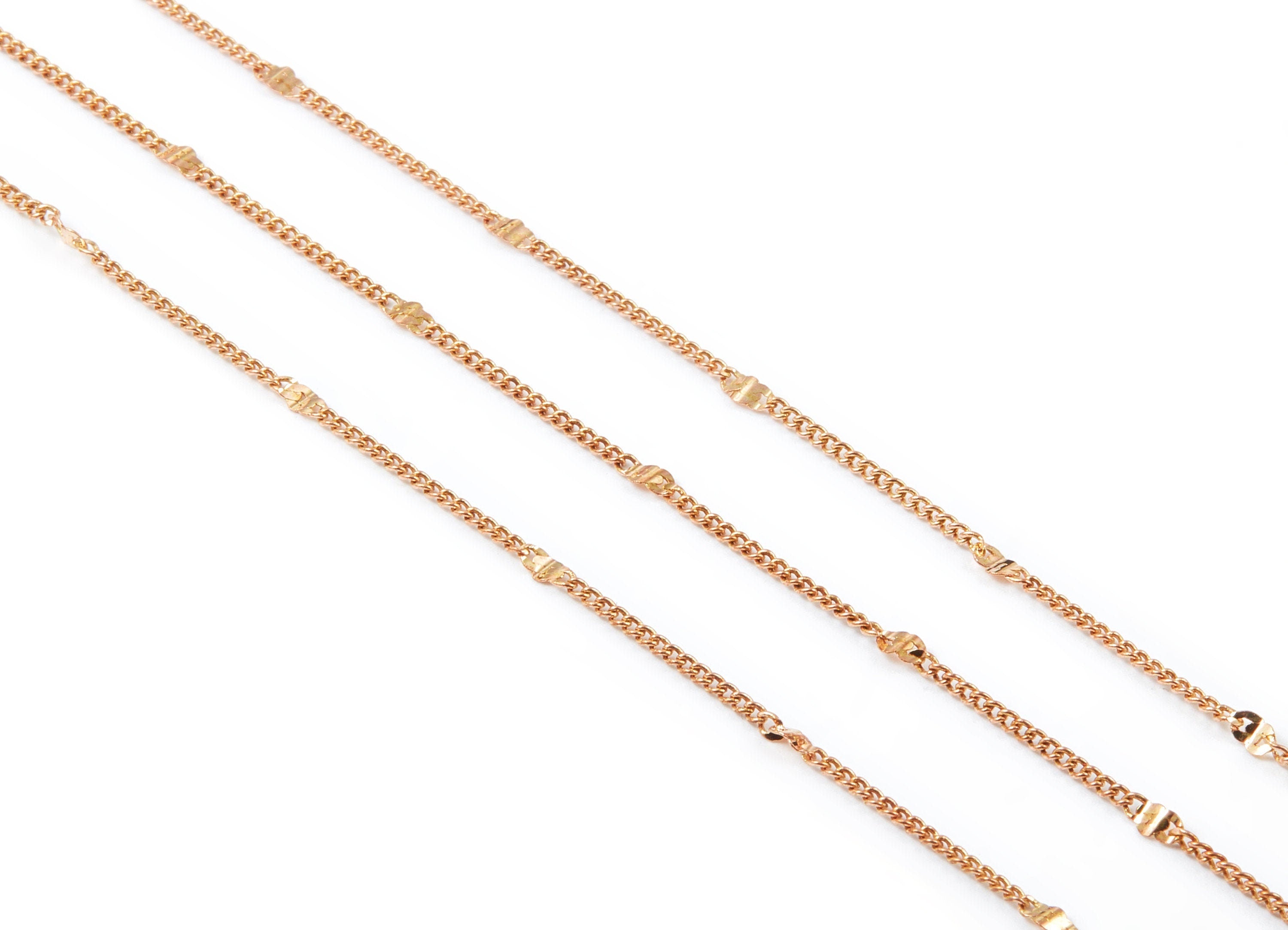 Hammered Satellite Curb Chain - Red Raw Brass Chain - Soldered - 0.05&quot; x 0.03&quot; x 0.08&quot; - for Necklace Bracelet Jewellery Making - CC1103 - DOMEDBAZAAR