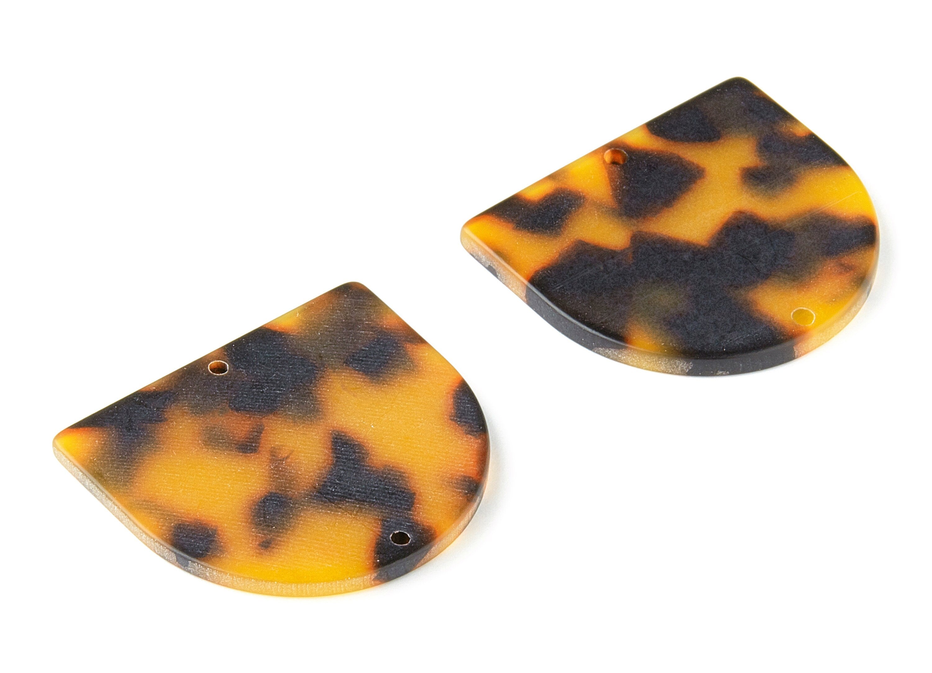 Acetate D Connector - Matte Tortoise Shell Earrings - D Charms - Jewelry Making Supplies - Color Code: A294 - 34x29.21x2.5mm - AC1634-A294 - DOMEDBAZAAR
