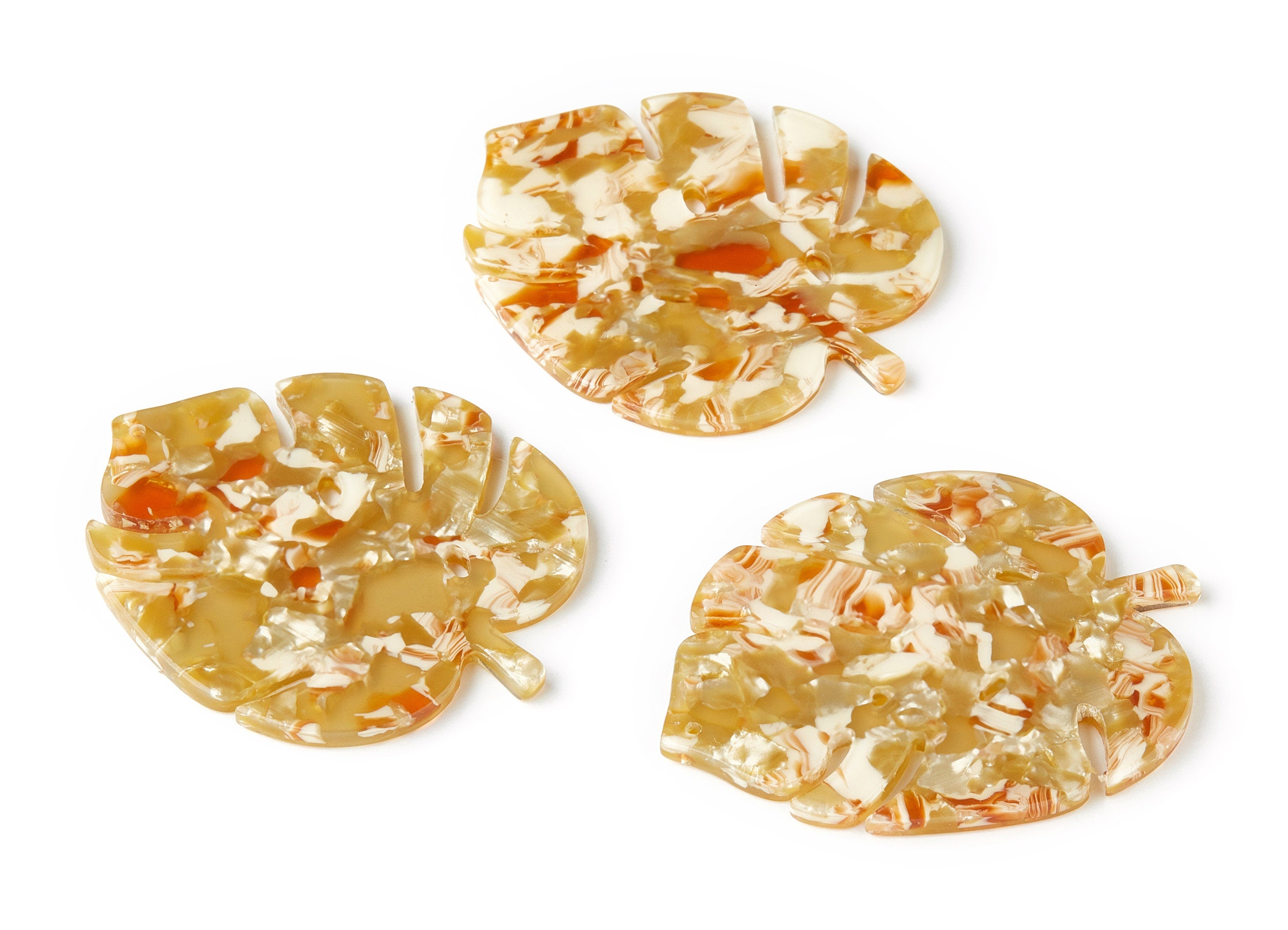 Acetate Leaf Earring Charms - Acrylic Leaf Pendant - Earring Findings - Jewelry Supplies - Color Code: A119 - 49.9x41.1x2.36mm - AC1436A - DOMEDBAZAAR