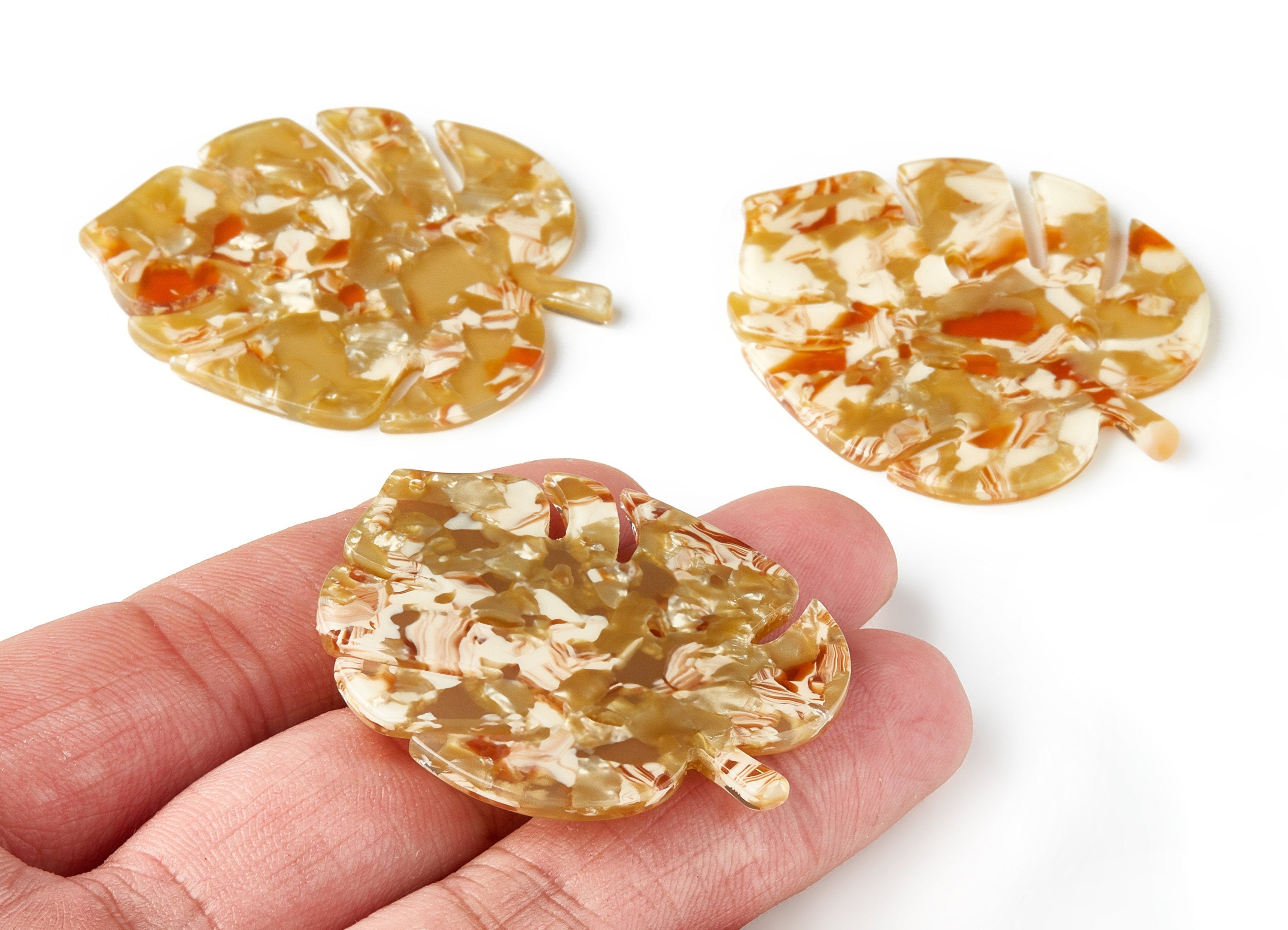 Acetate Leaf Earring Charms - Acrylic Leaf Pendant - Earring Findings - Jewelry Supplies - Color Code: A119 - 49.9x41.1x2.36mm - AC1436A - DOMEDBAZAAR