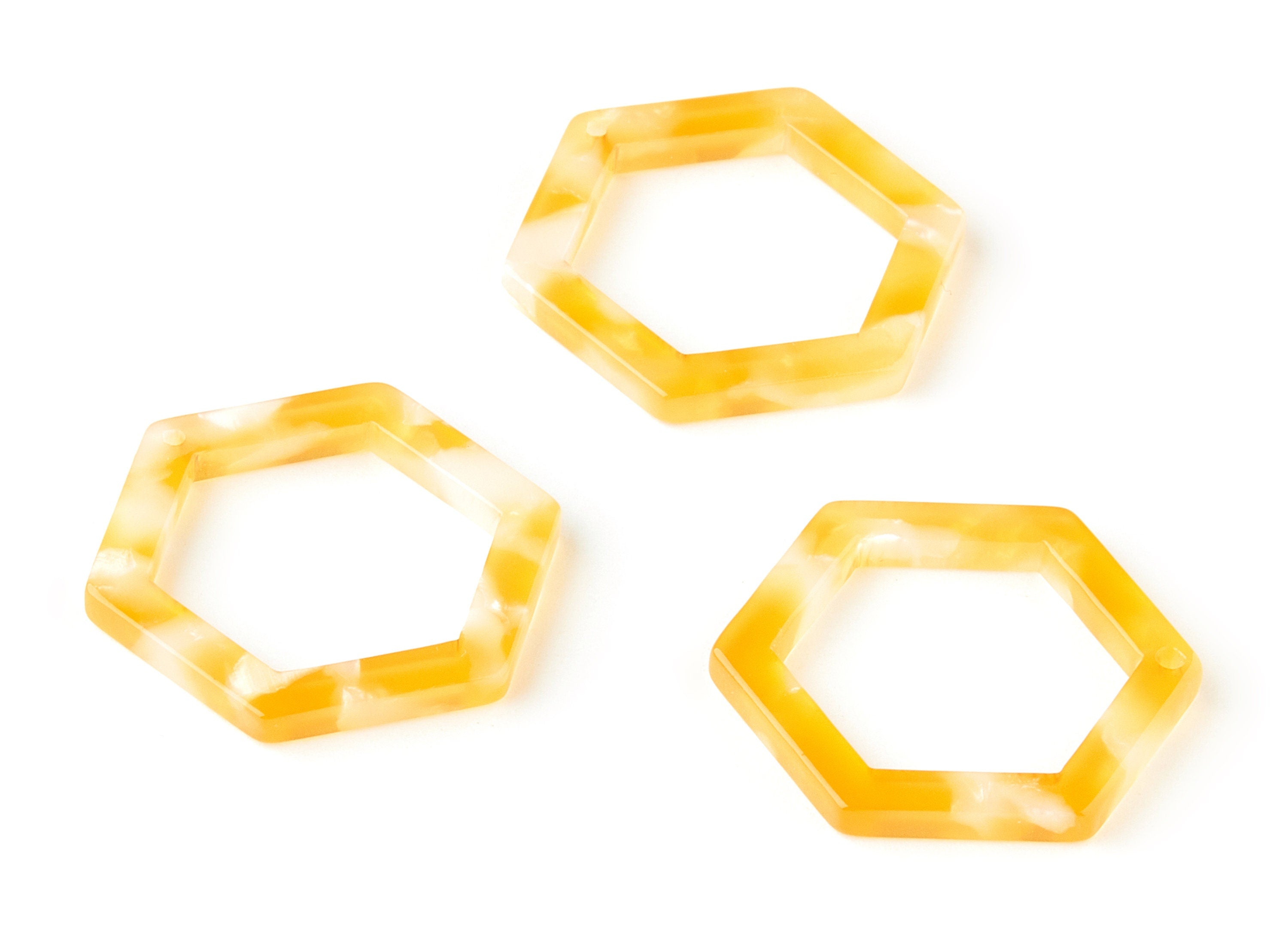 Acetate Hexagon Charms - Hexagon Earrings and Pendant - Earring Findings - 1 Hole - Color Code:A43 - 28.88x25.3x2.91mm - AC1123-A43 - DOMEDBAZAAR