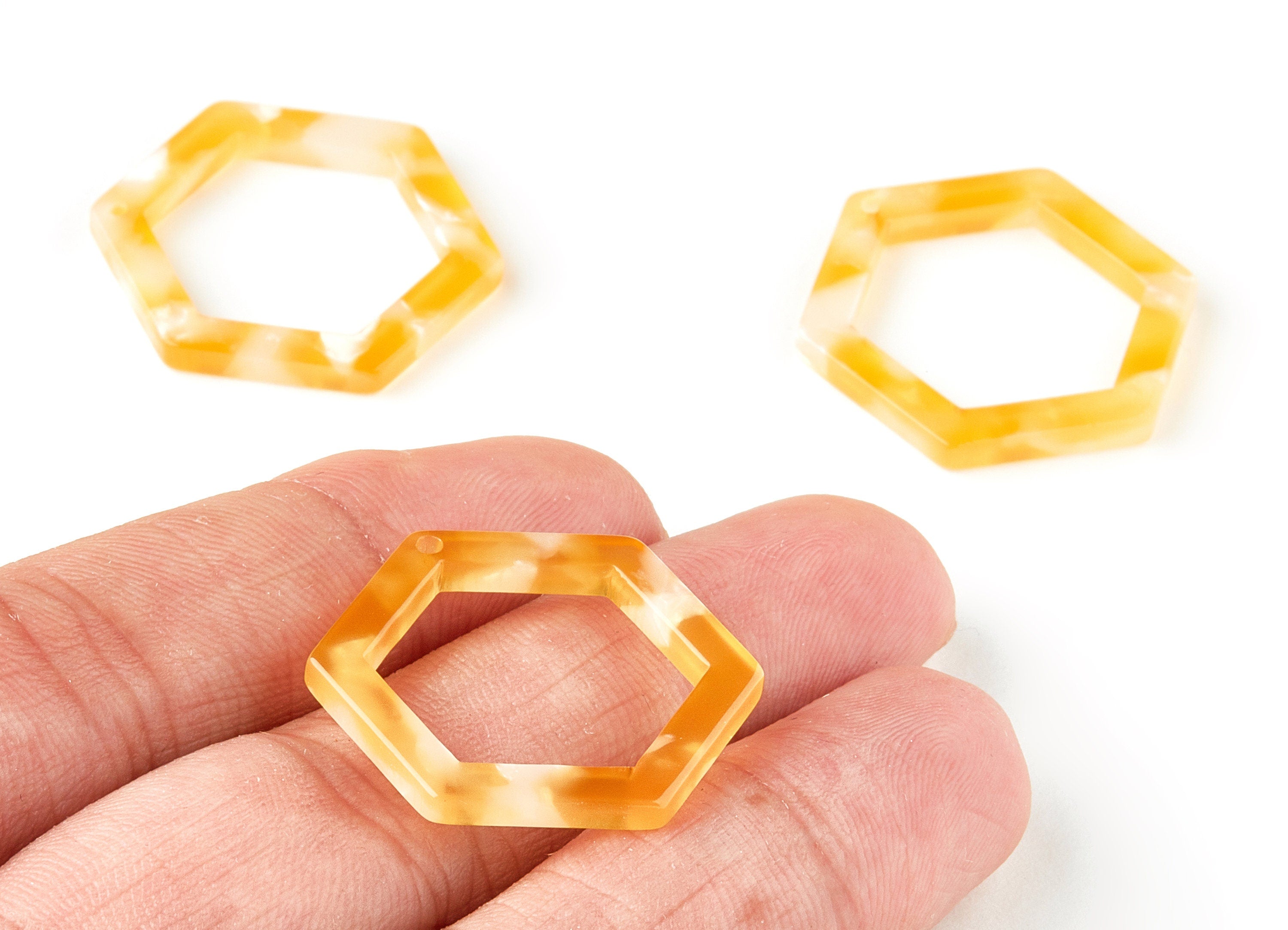 Acetate Hexagon Charms - Hexagon Earrings and Pendant - Earring Findings - 1 Hole - Color Code:A43 - 28.88x25.3x2.91mm - AC1123-A43 - DOMEDBAZAAR