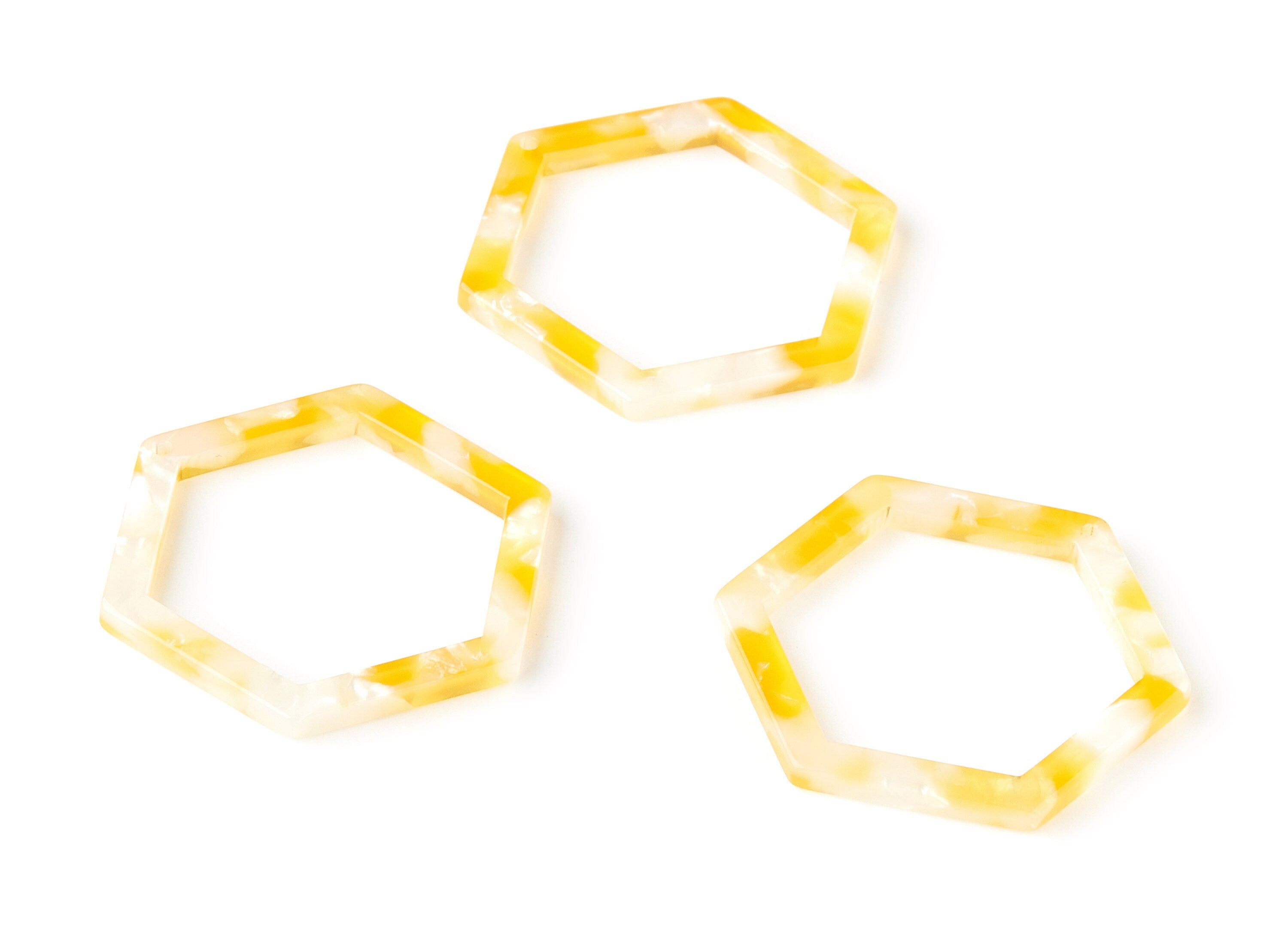 Acetate Hexagon Charms - Hexagon Earrings and Pendant - Earring Findings - 1 Hole - Color Code: A43 - 37.2x32.6x2.95mm - AC1124-A43 - DOMEDBAZAAR