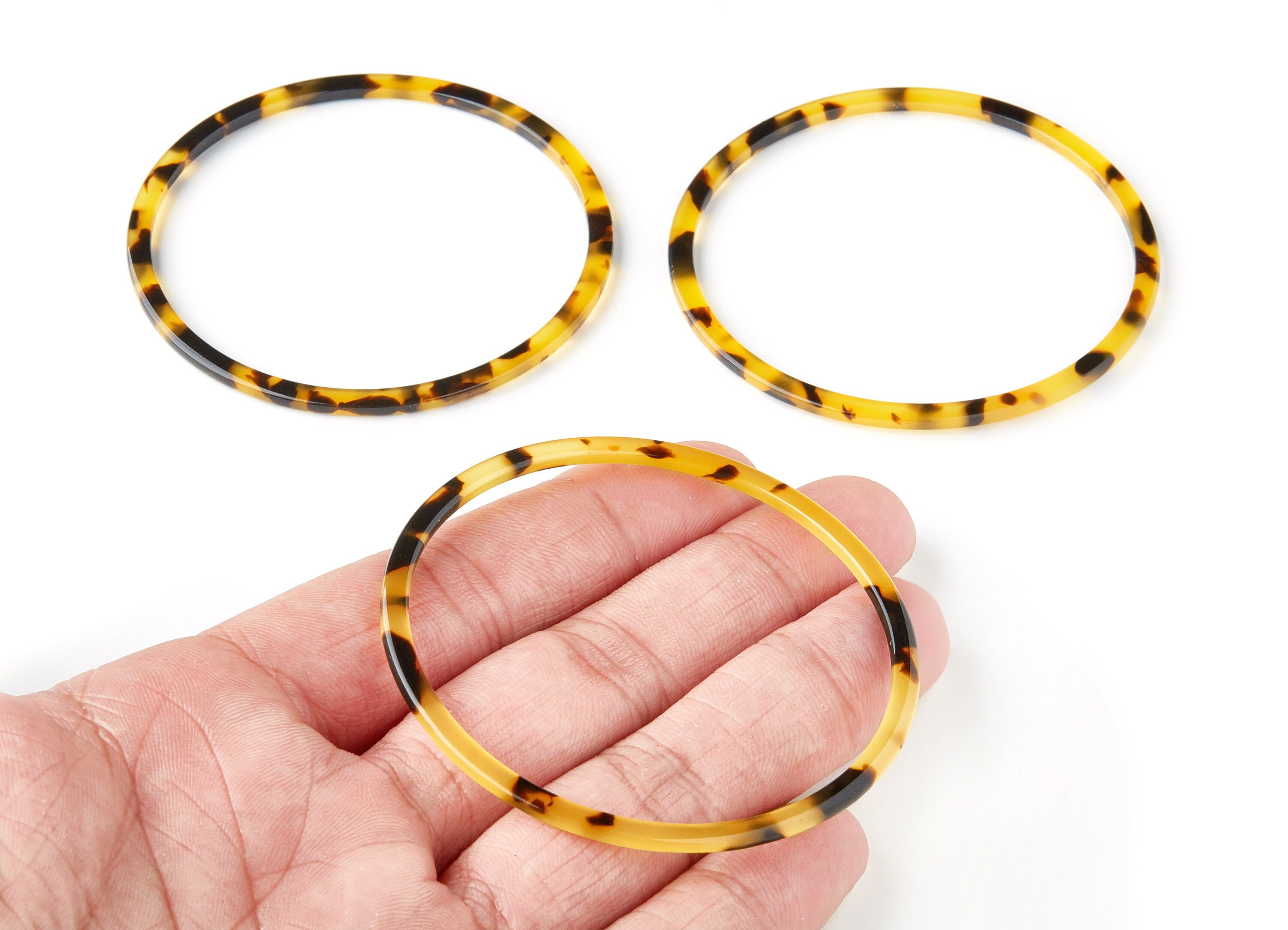 Acetate Hoop Charms - Tortoise Shell Earrings - Circle Pendant - Jewelry Making Supplies - Color Code:A02 - 65x65x2.27mm - AC1164S - DOMEDBAZAAR