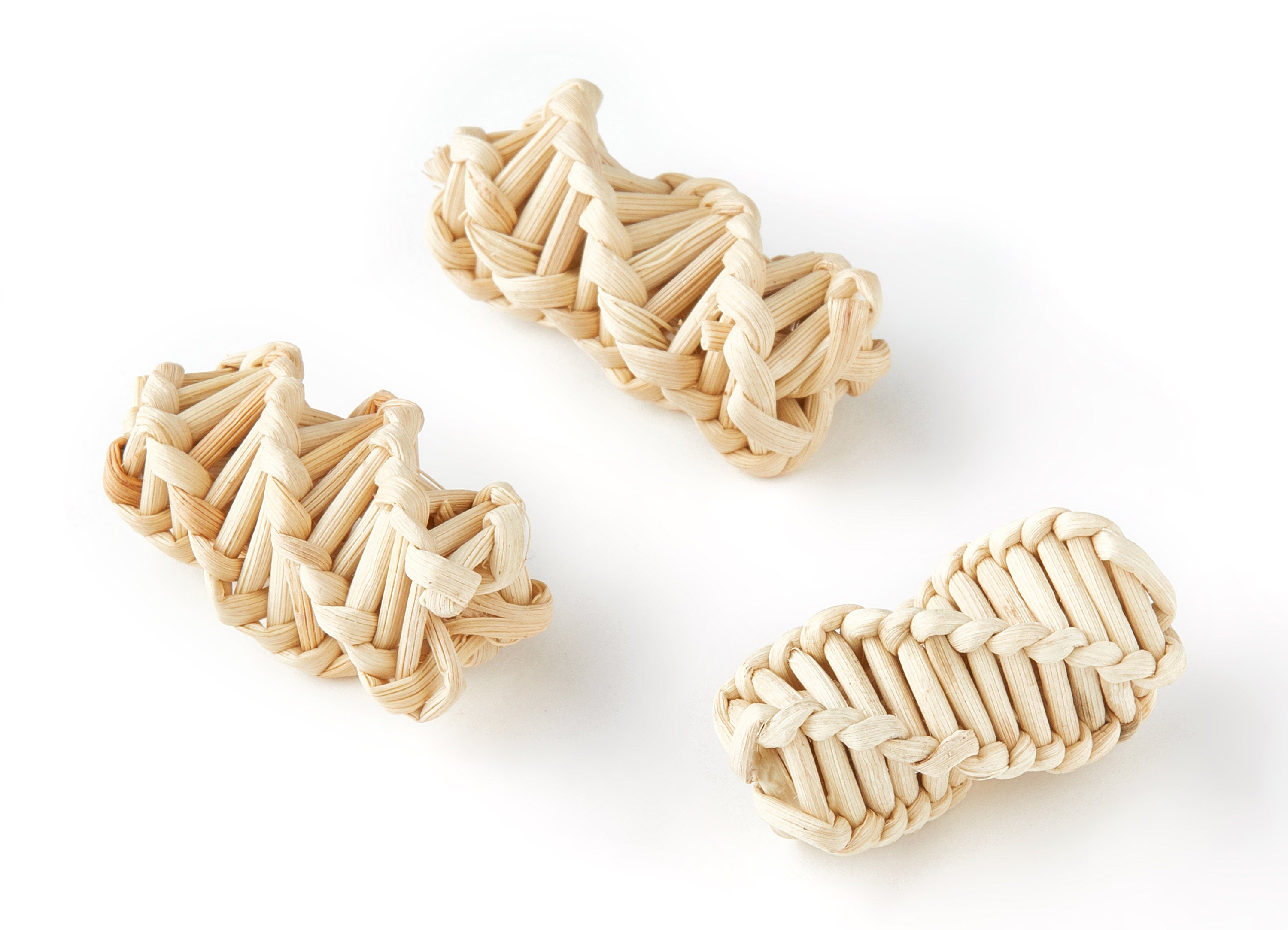 Handwoven Rattan Earrings - Spiral Shape Rattan Pendant - Wooden Straw Earrings - Jewelery Handmade - 31.15x14.9mm - RT1167 - DOMEDBAZAAR