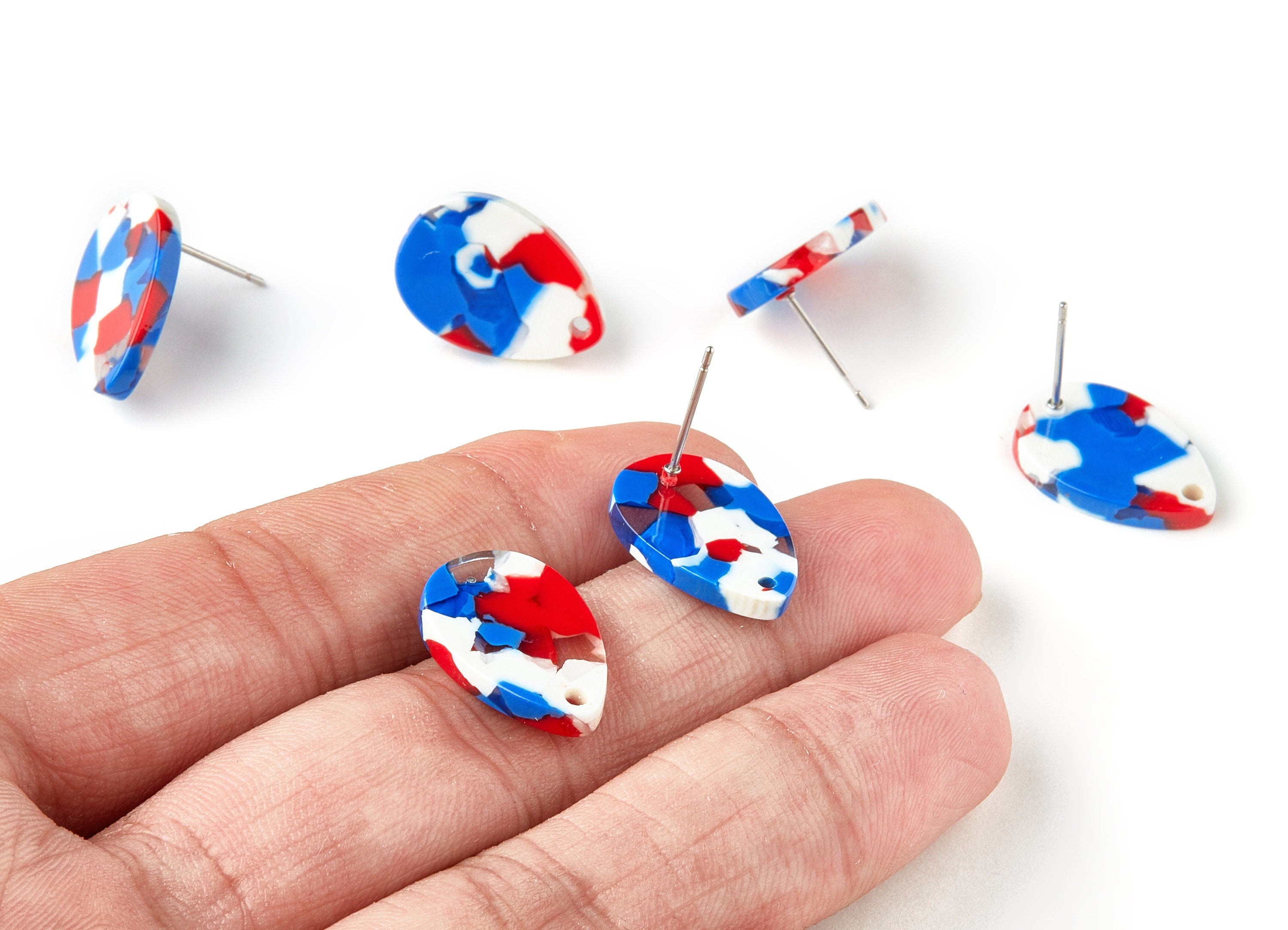 Acetate Drop Earring Stud - Drop Earring Post and Stud - Earring Findings - Color Code: A73 - 18.58x13x2.54mm - AC1631-A73 - DOMEDBAZAAR