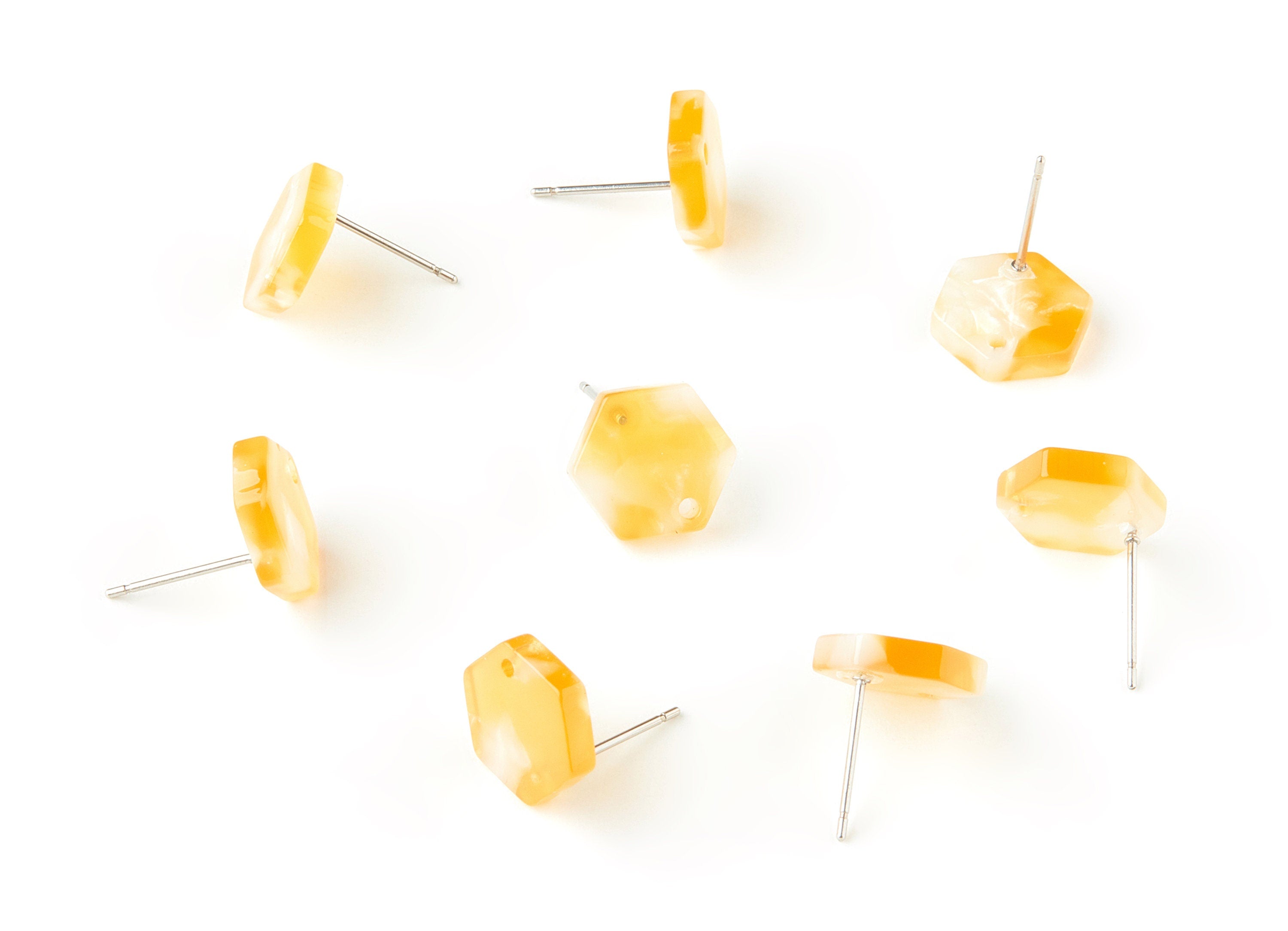 Acetate Hexagon Earring Stud - Hexagon Earring Post and Stud - Earring Findings - Color Code: A43 - 12.5x11x2.9mm - AC1633-A43 - DOMEDBAZAAR
