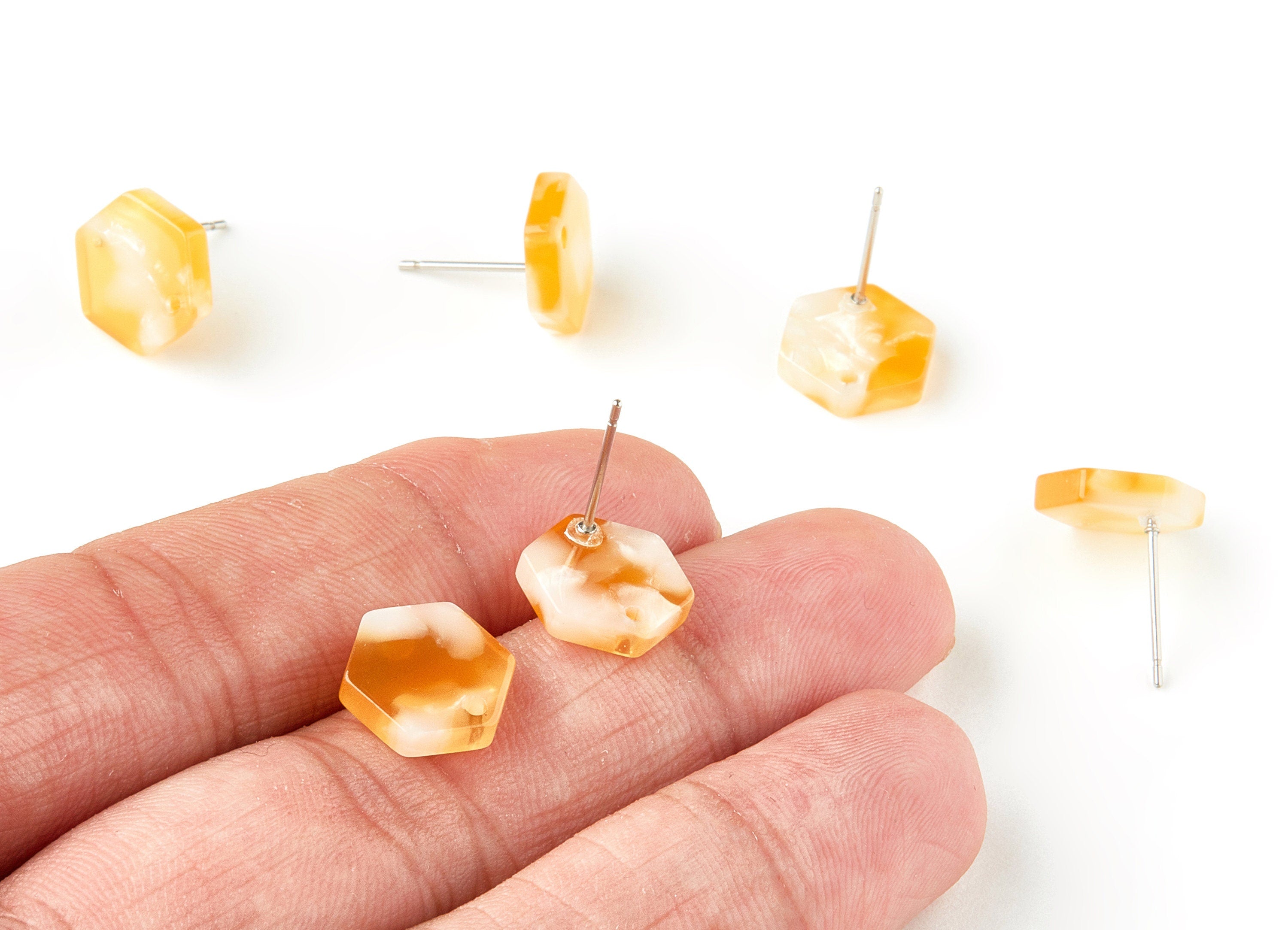 Acetate Hexagon Earring Stud - Hexagon Earring Post and Stud - Earring Findings - Color Code: A43 - 12.5x11x2.9mm - AC1633-A43 - DOMEDBAZAAR