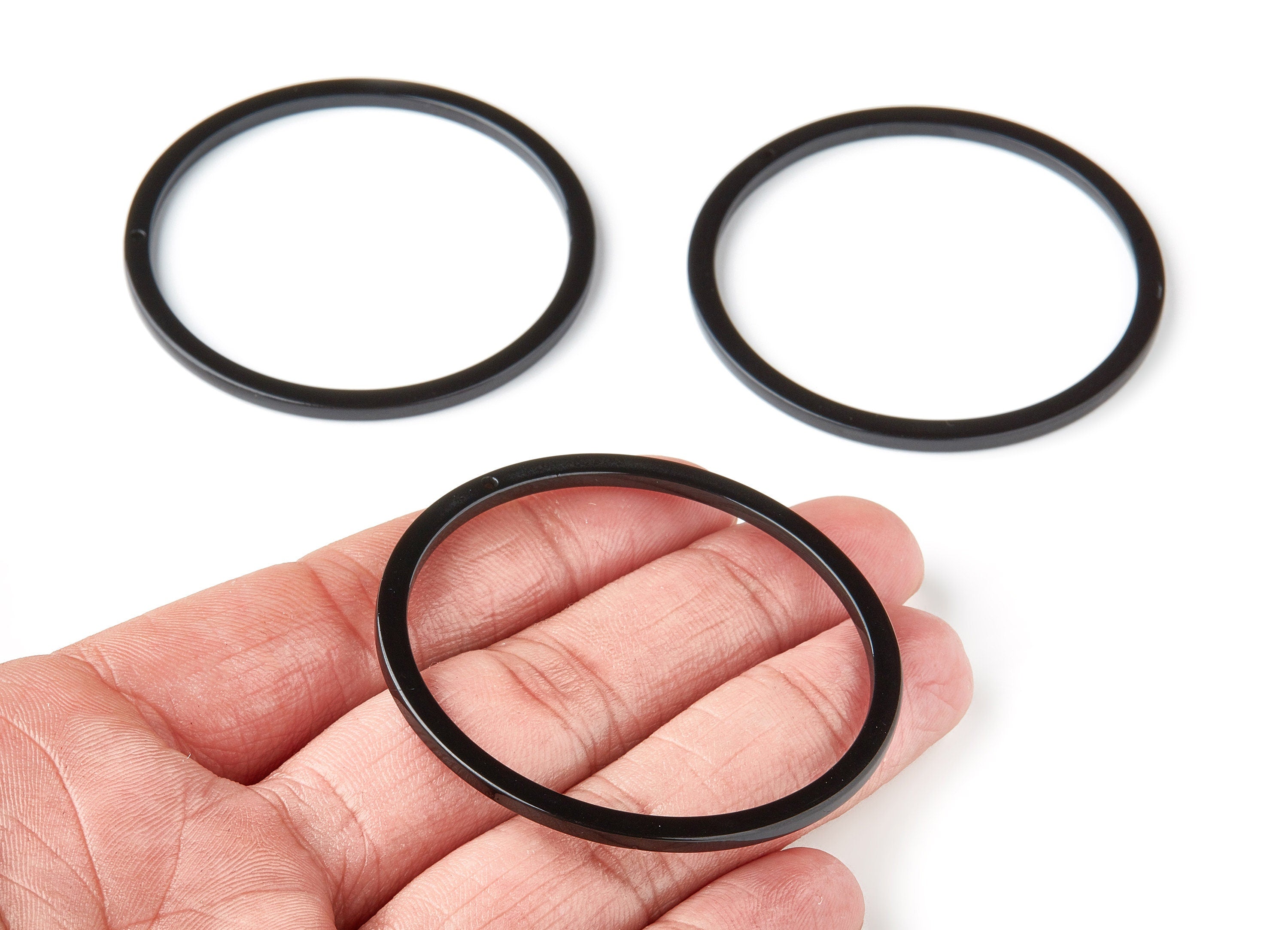 Acetate Hoop Earrings Charms - Circle Shaped Pendant - 1 Hole - Earring Findings - Jewelry Supplies - 54.5x54.5x2.85mm - AC1159D - DOMEDBAZAAR