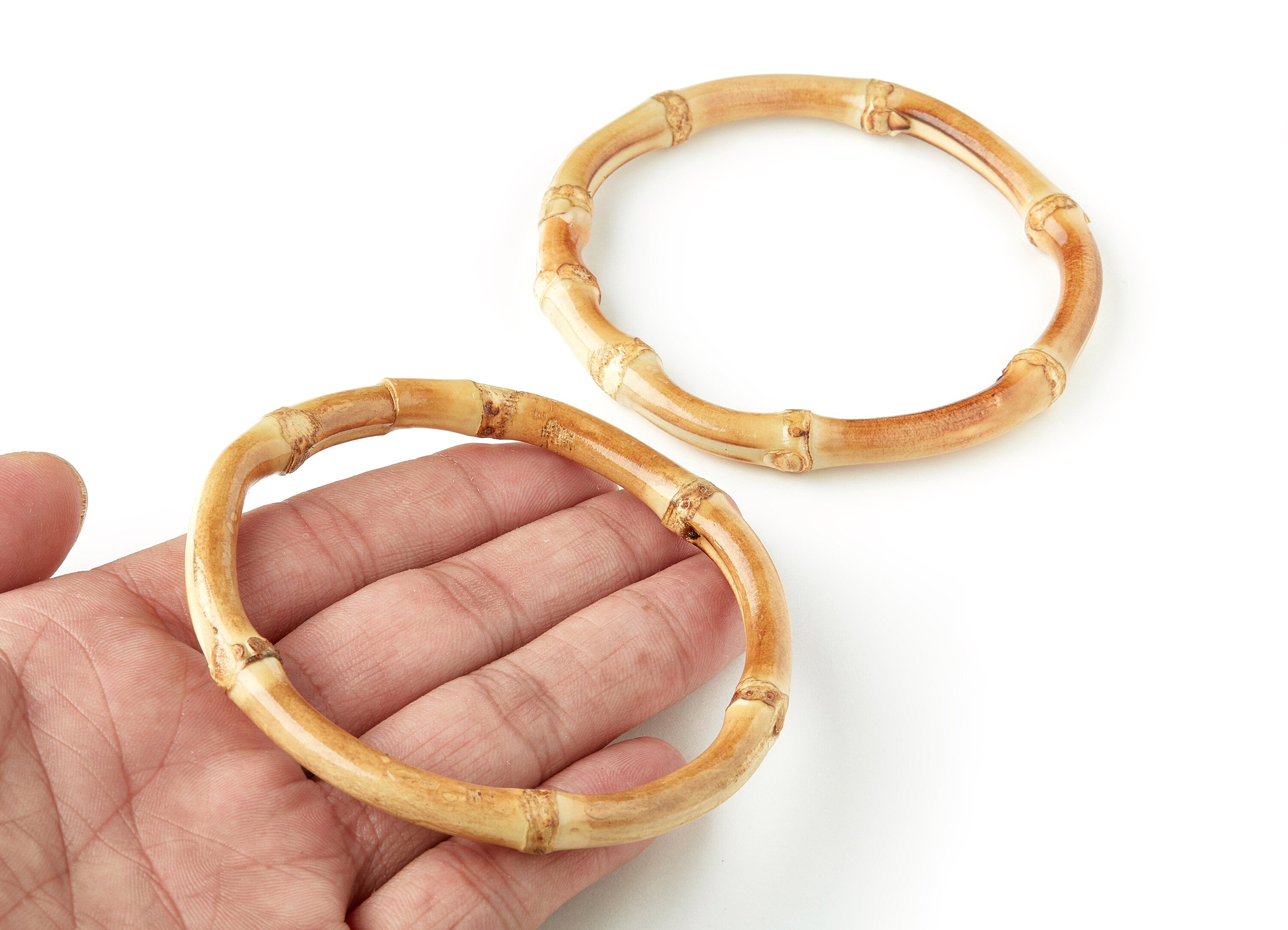 Natural Bamboo Hoop Charms - Circle Bamboo Earrings and Pendant - Earring Findings - Handwoven jewelery - 85x85x6.7mm - RT1204 - DOMEDBAZAAR