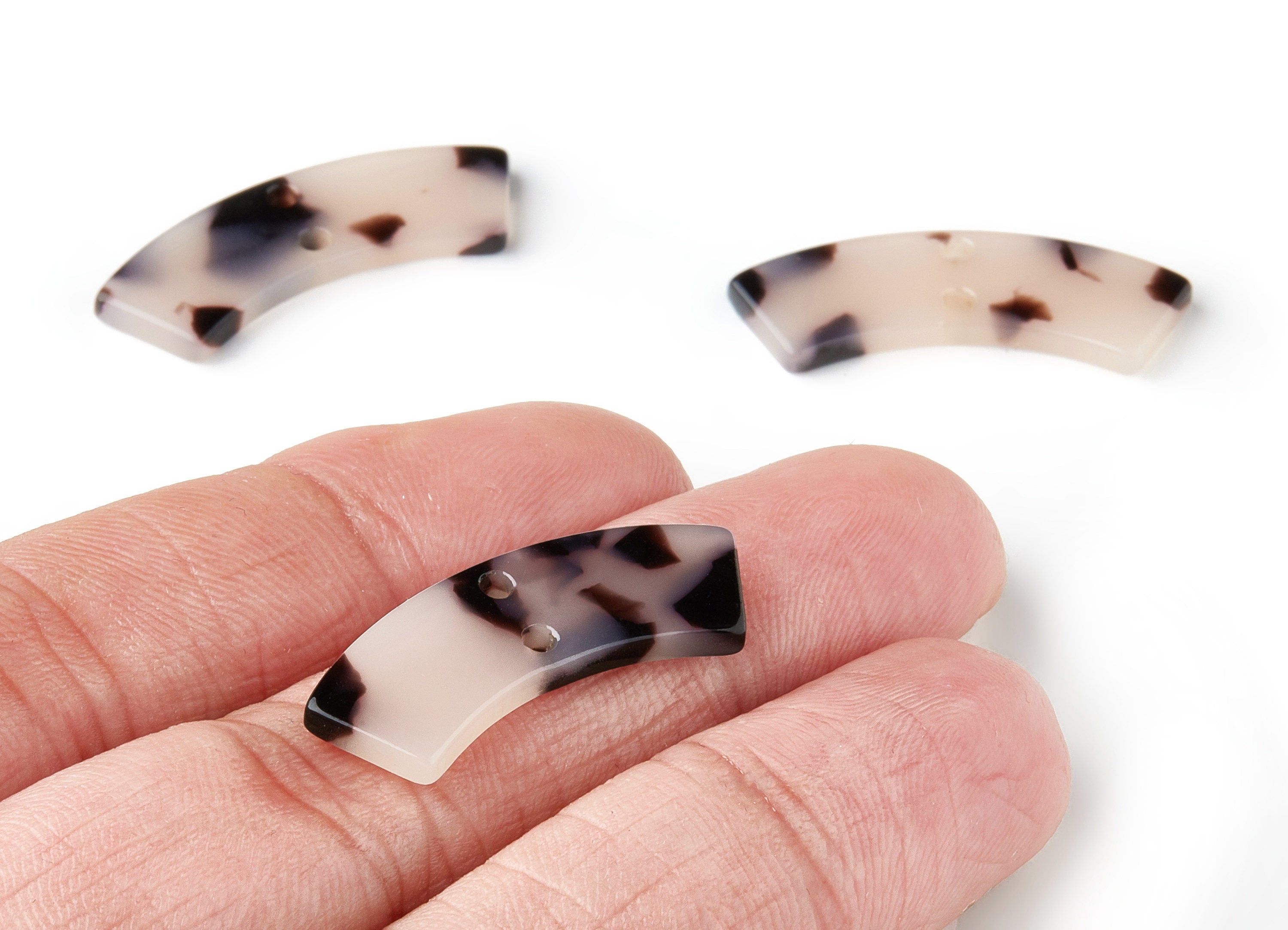 Acetate Acrylic Earring Charms - 2 Holes - Blonde Tortoise Shell Earrings - Irregular Shaped - Color Code: A06 - 30x9.2x2.4mm - AC1557-A06 - DOMEDBAZAAR