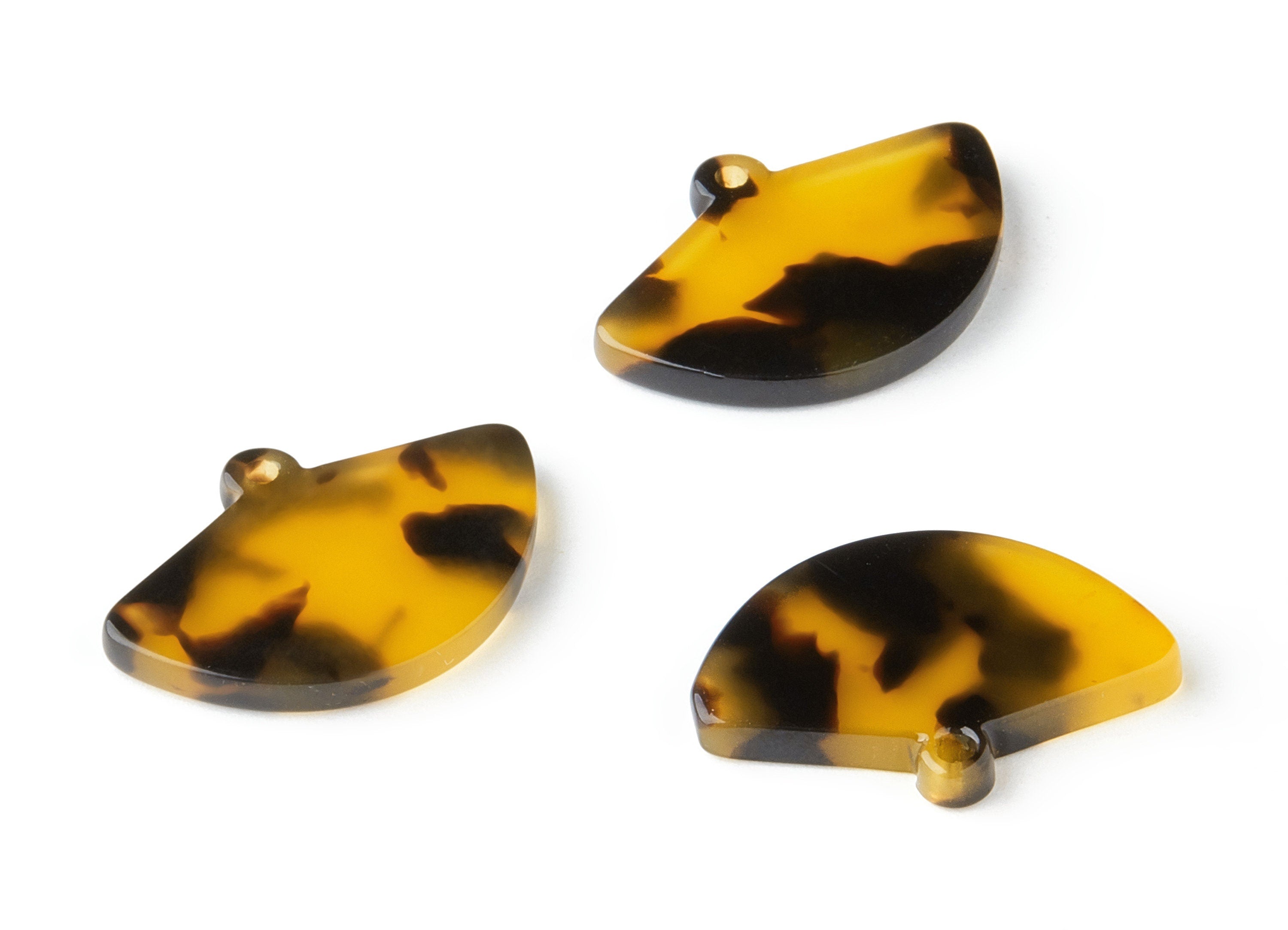 Acetate Acrylic Fan Charms - Tortoise Shell Earring - Fan Pendant - Jewelry Making Supplies - Color Code: A02 - 22.5x15.3x2.5mm - AC1559-A02 - DOMEDBAZAAR