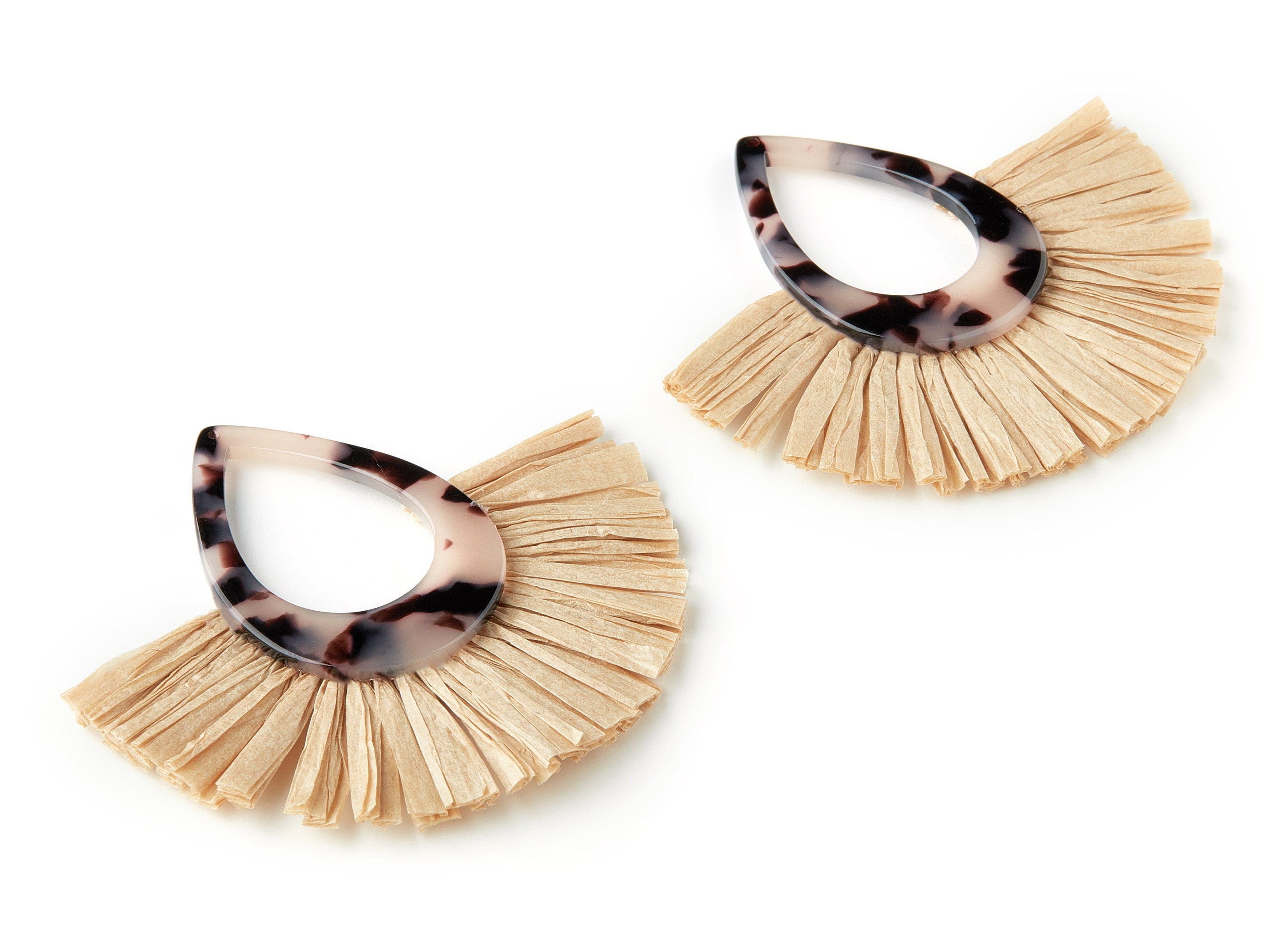 Acetate Tassels Fan Charm - Blonde Tortoise Shell Earring - Tassels Fan Single Layer Raffia - Color Code:A06 -75.4x65.56x4.26mm - AC1625-A06 - DOMEDBAZAAR