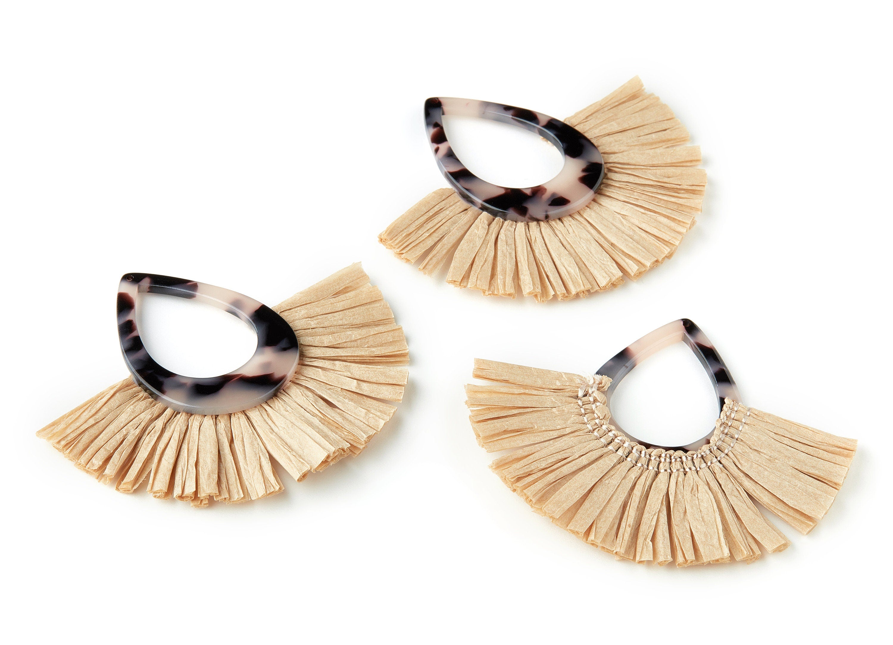 Acetate Tassels Fan Charm - Blonde Tortoise Shell Earring - Tassels Fan Single Layer Raffia - Color Code:A06 -75.4x65.56x4.26mm - AC1625-A06 - DOMEDBAZAAR