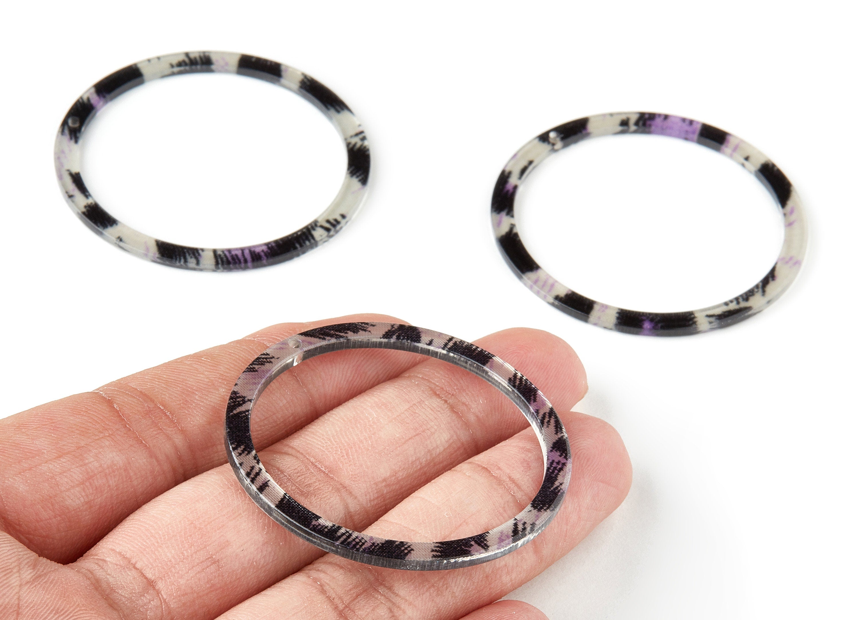 Acetate Circle Charms - Circle Earrings and Pendant - Earring Findings - 1 Hole - Color Code: A296 - 44.52x44.52x2.47mm - AC1126-A296 - DOMEDBAZAAR