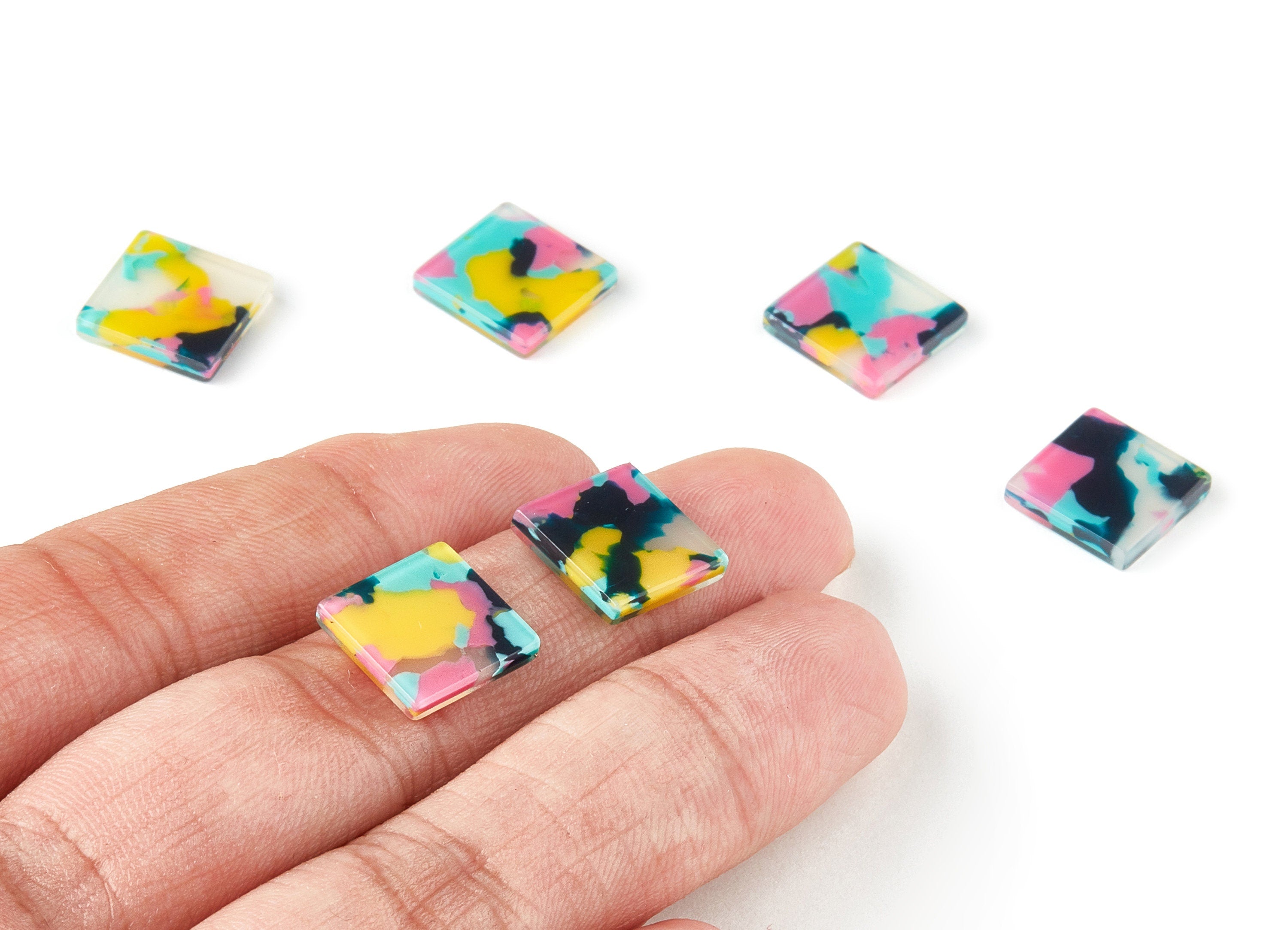 Acetate Square Charms - No Hole - Square Earrings and Pendant - Earring Findings - Color Code: A111 - 16.8x12.12x2.38mm - AC1420-A111 - DOMEDBAZAAR