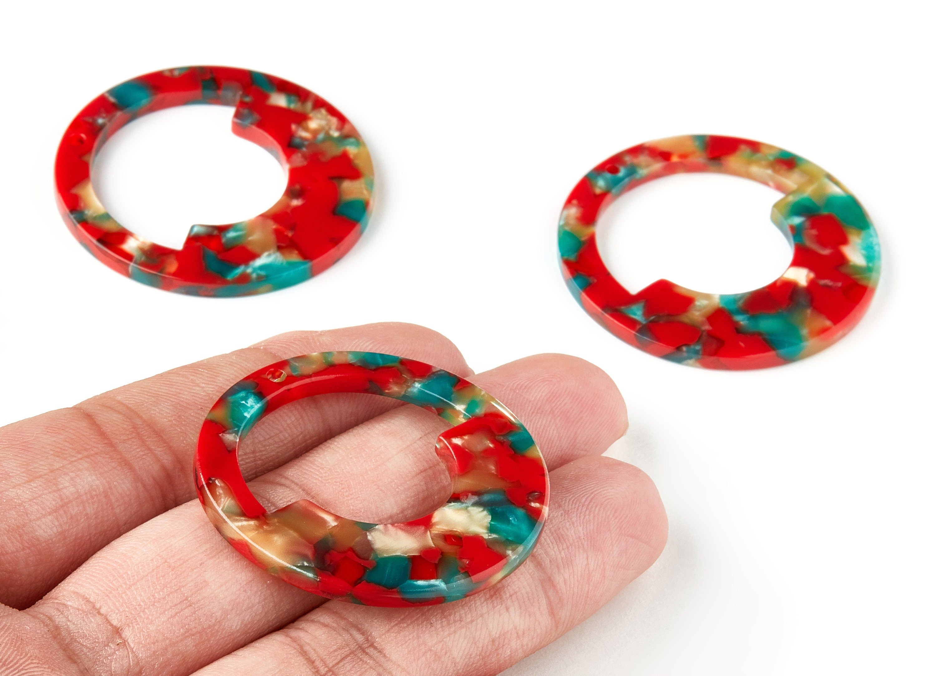 Acetate Circle Charms - Circle Earrings and Pendant - Earring Findings - Jewelry Supplies - Color Code: A46 - 39.68x39.7x2.74mm - AC1339-A46 - DOMEDBAZAAR