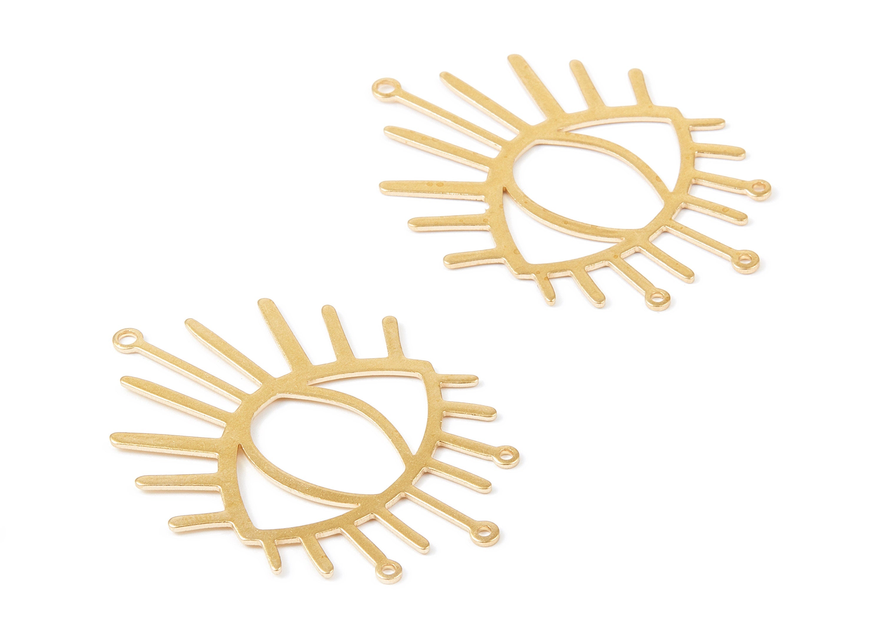 Brass Eye Charms - Brass Connector - Raw Brass Eye Shaped pendant - Jewellery Supplies - 50.8x37.8x0.7mm - PP2140 - DOMEDBAZAAR