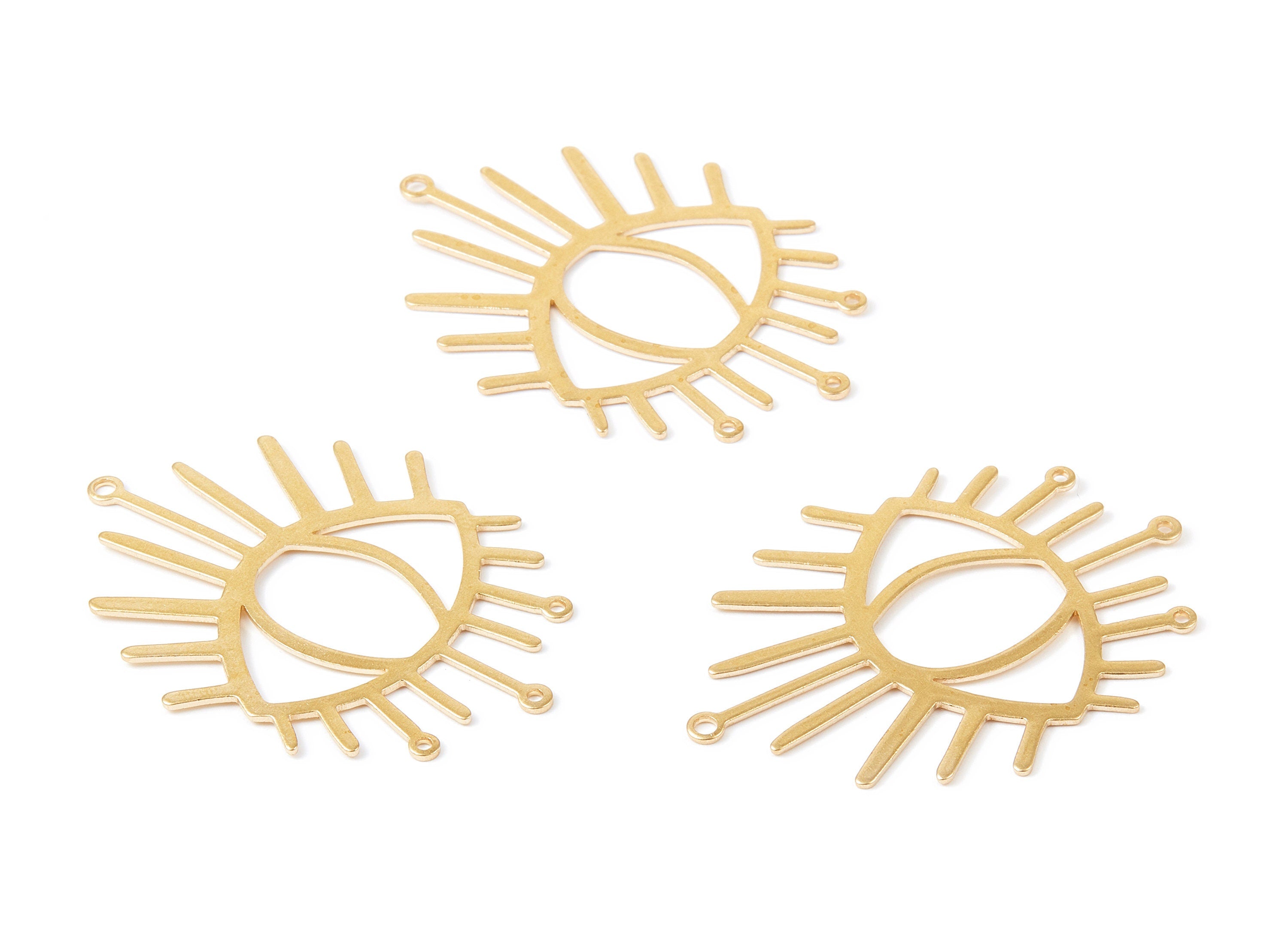 Brass Eye Charms - Brass Connector - Raw Brass Eye Shaped pendant - Jewellery Supplies - 50.8x37.8x0.7mm - PP2140 - DOMEDBAZAAR