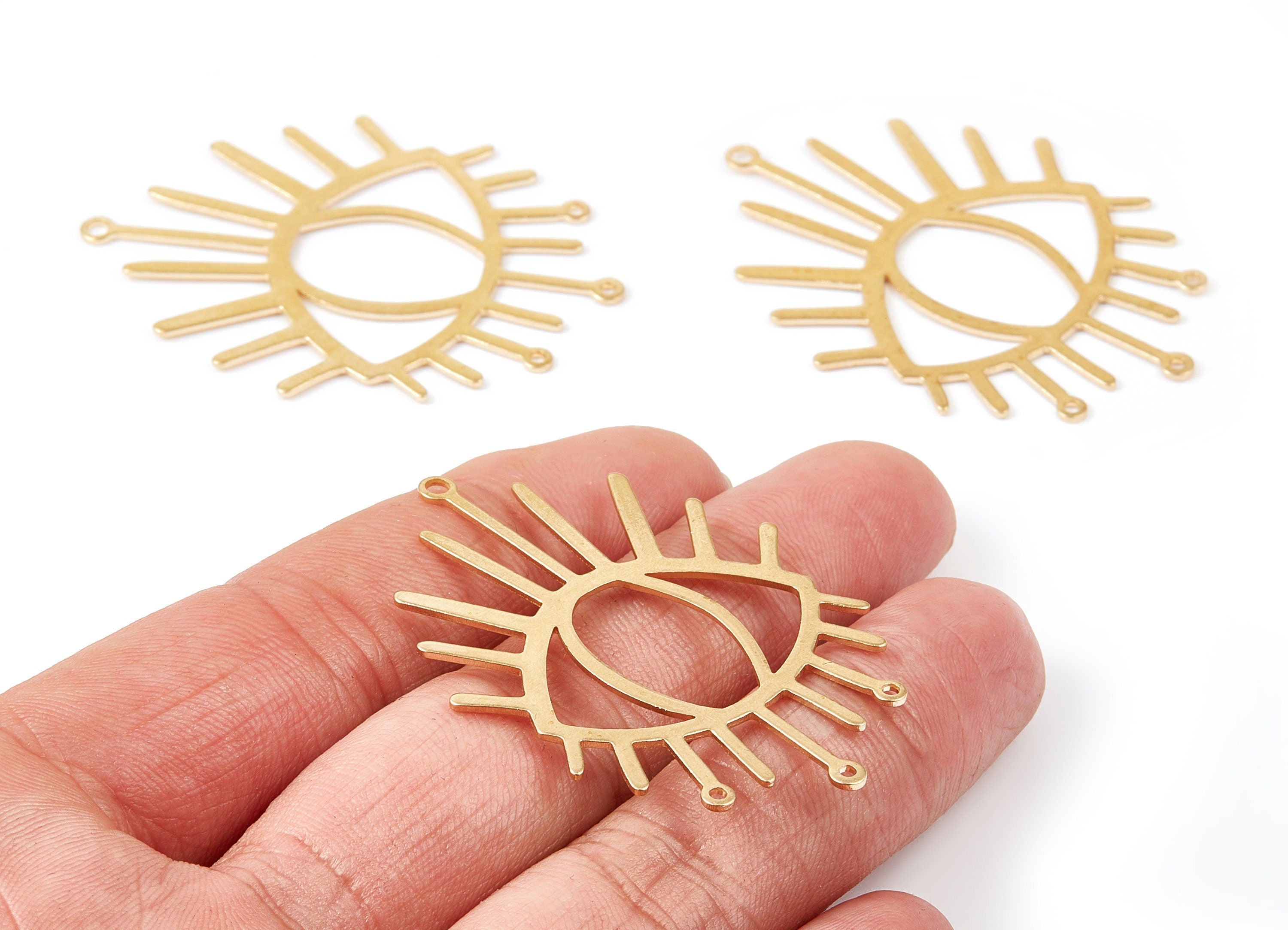 Brass Eye Charms - Brass Connector - Raw Brass Eye Shaped pendant - Jewellery Supplies - 50.8x37.8x0.7mm - PP2140 - DOMEDBAZAAR
