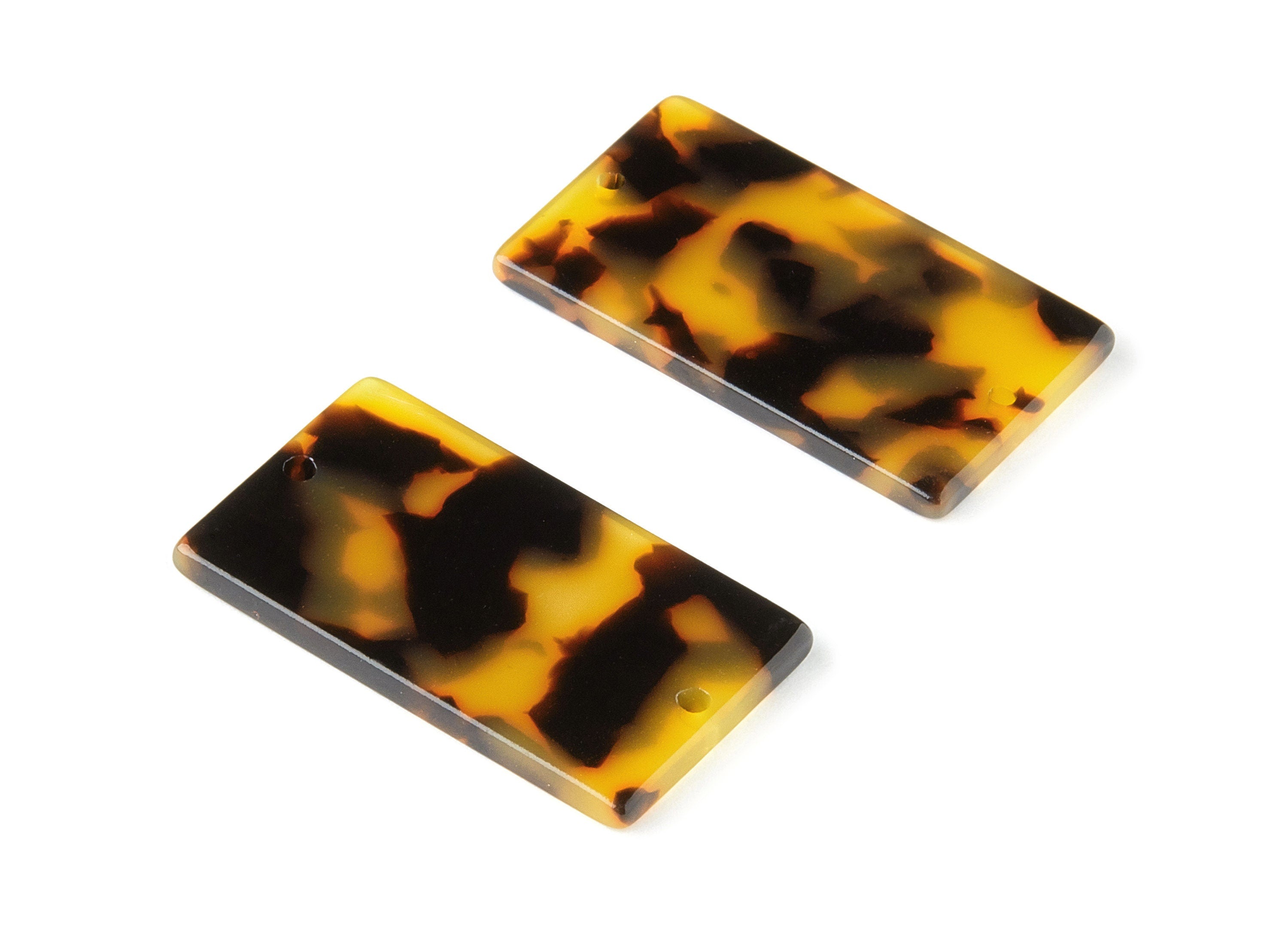 Acetate Rectangle Connectors - 2 Hole - Tortoise Shell Earring - Rectangle Pendant - Color Code: A01 - 32.92x19.75x2.5mm - AC1217-A01 - DOMEDBAZAAR