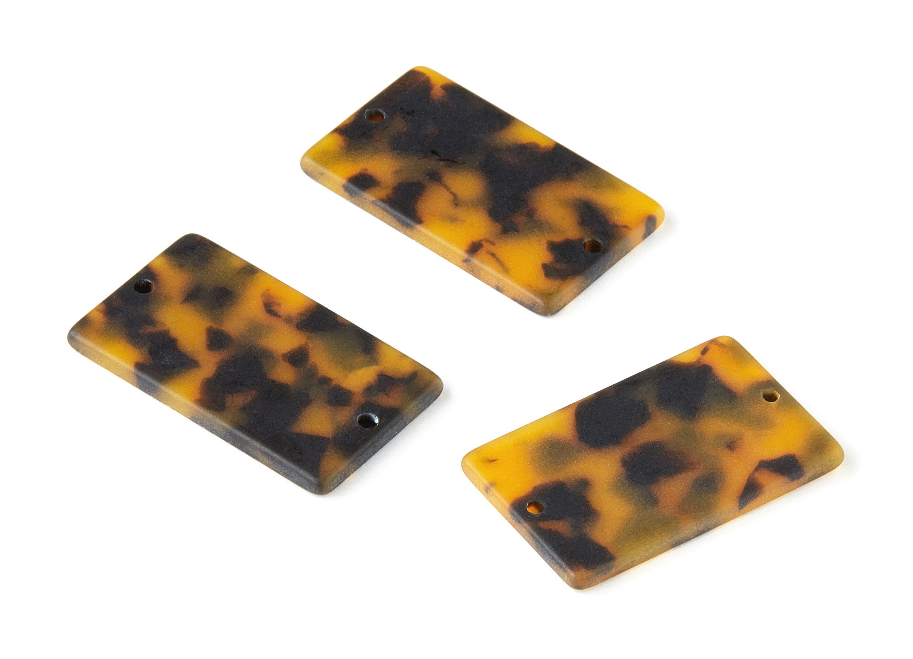 Acetate Rectangle Connectors - 2 Hole - Matte Tortoise Shell Earring - Jewelry Supplies - Color Code: A363 - 32.92x19.75x2.5mm - AC1217-A363 - DOMEDBAZAAR