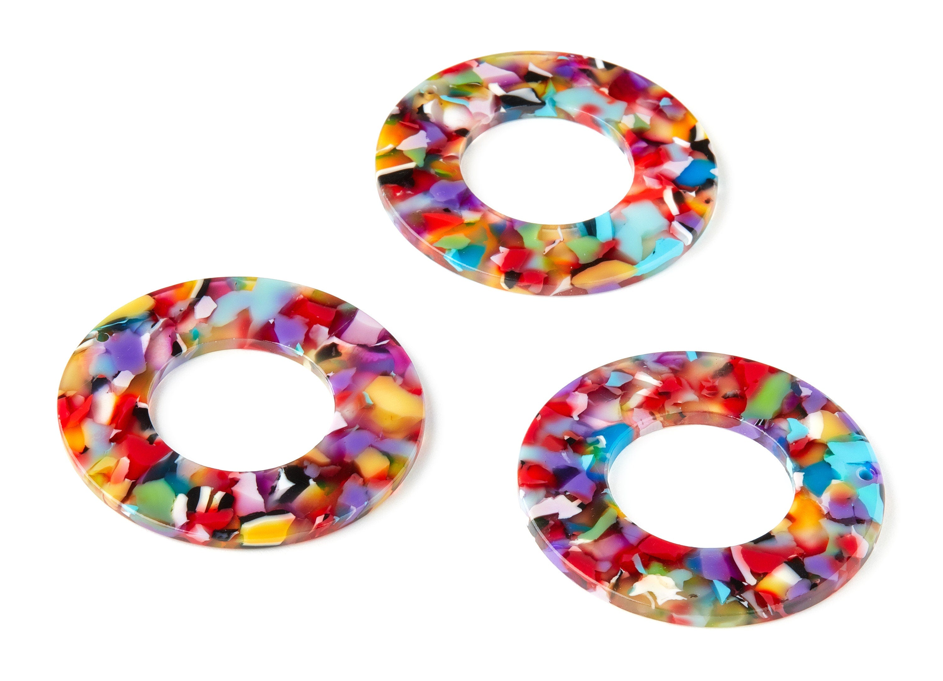 Acetate Circle Charms - Round Earrings and Pendant - Earring Findings - 1 Hole - Color Code: A21 - 47.84x47.84x2.51mm - AC1660-A21 - DOMEDBAZAAR