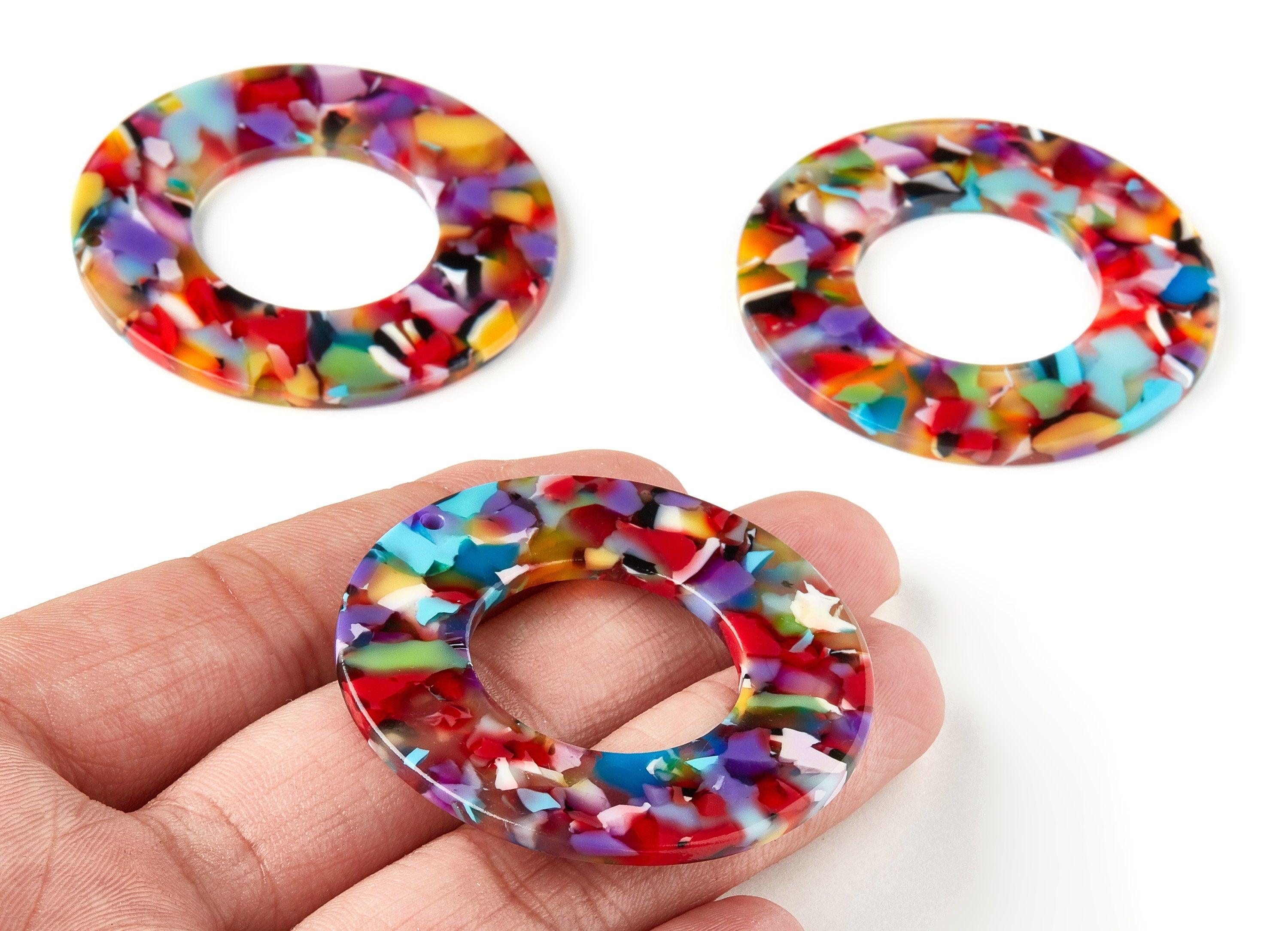 Acetate Circle Charms - Round Earrings and Pendant - Earring Findings - 1 Hole - Color Code: A21 - 47.84x47.84x2.51mm - AC1660-A21 - DOMEDBAZAAR