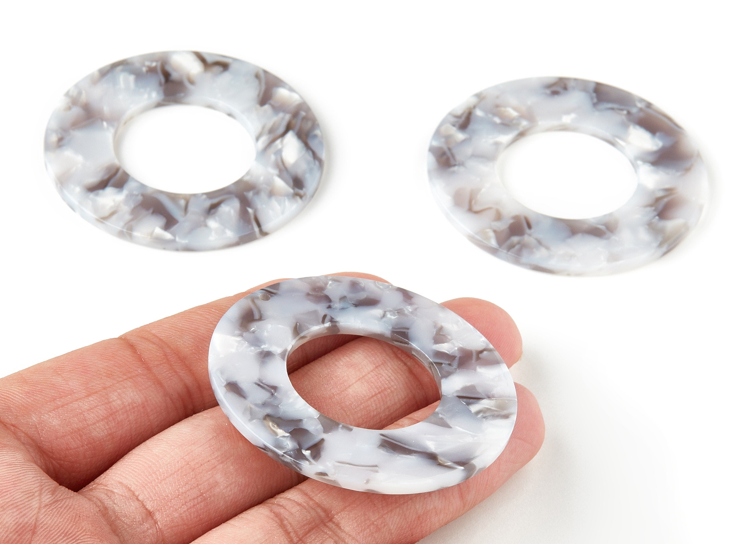 Acetate Circle Charms - Round Earrings and Pendant - Earring Findings - 1 Hole - Color Code: A347 - 47.84x47.84x2.51mm - AC1660-A347 - DOMEDBAZAAR