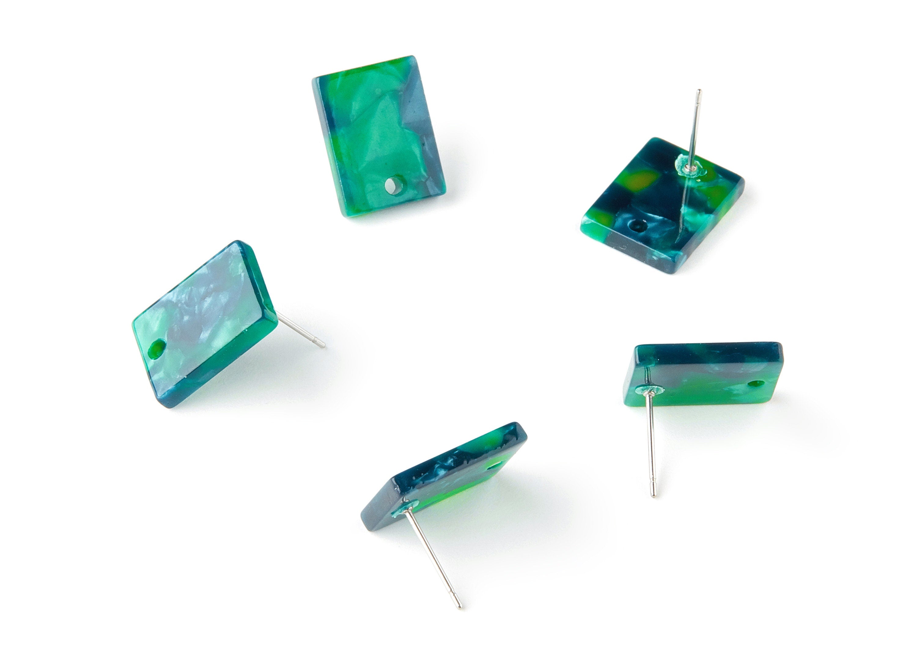 Acetate Rectangle Earring Stud - Rectangle Earring Post and Stud - Earring Findings - Color Code: A13 - 15.43x11.72x2.5mm- AC1663-A13 - DOMEDBAZAAR
