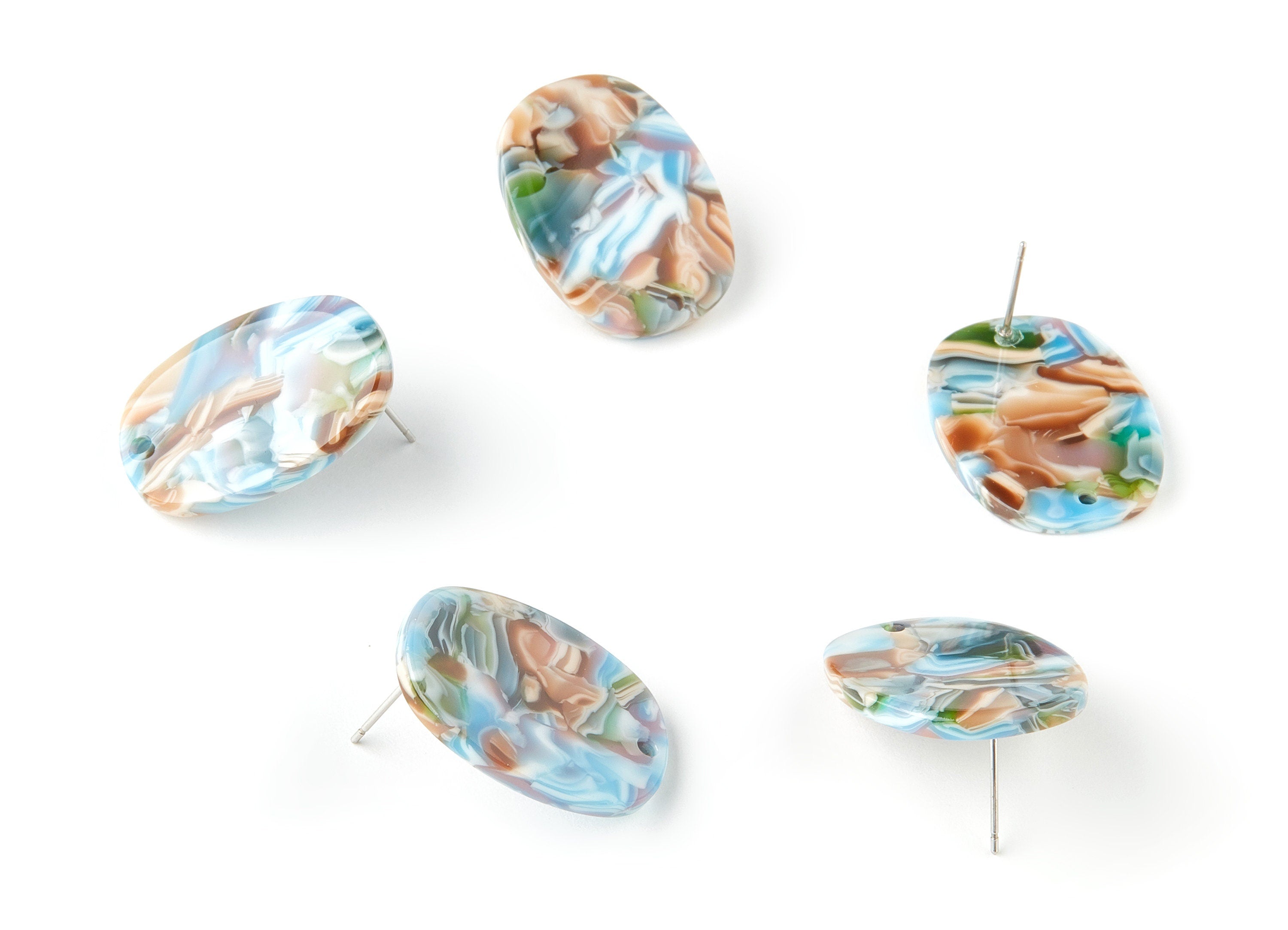 Acetate Oval Earring Stud - Oval Earring Post and Stud - Earring Findings - Color Code: A240 - 26.49x19.2x2.45mm - AC1002-A240 - DOMEDBAZAAR