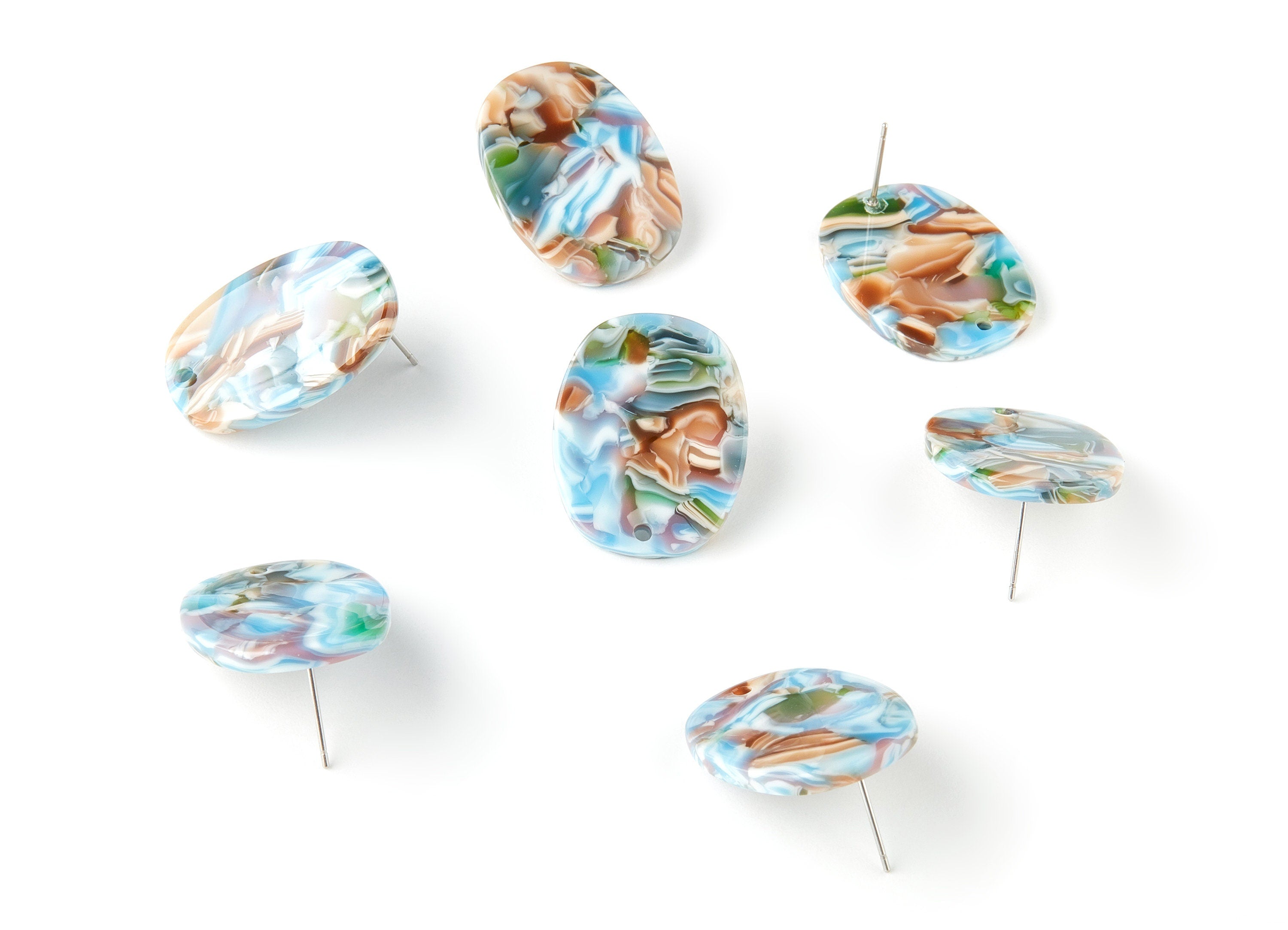 Acetate Oval Earring Stud - Oval Earring Post and Stud - Earring Findings - Color Code: A240 - 26.49x19.2x2.45mm - AC1002-A240 - DOMEDBAZAAR