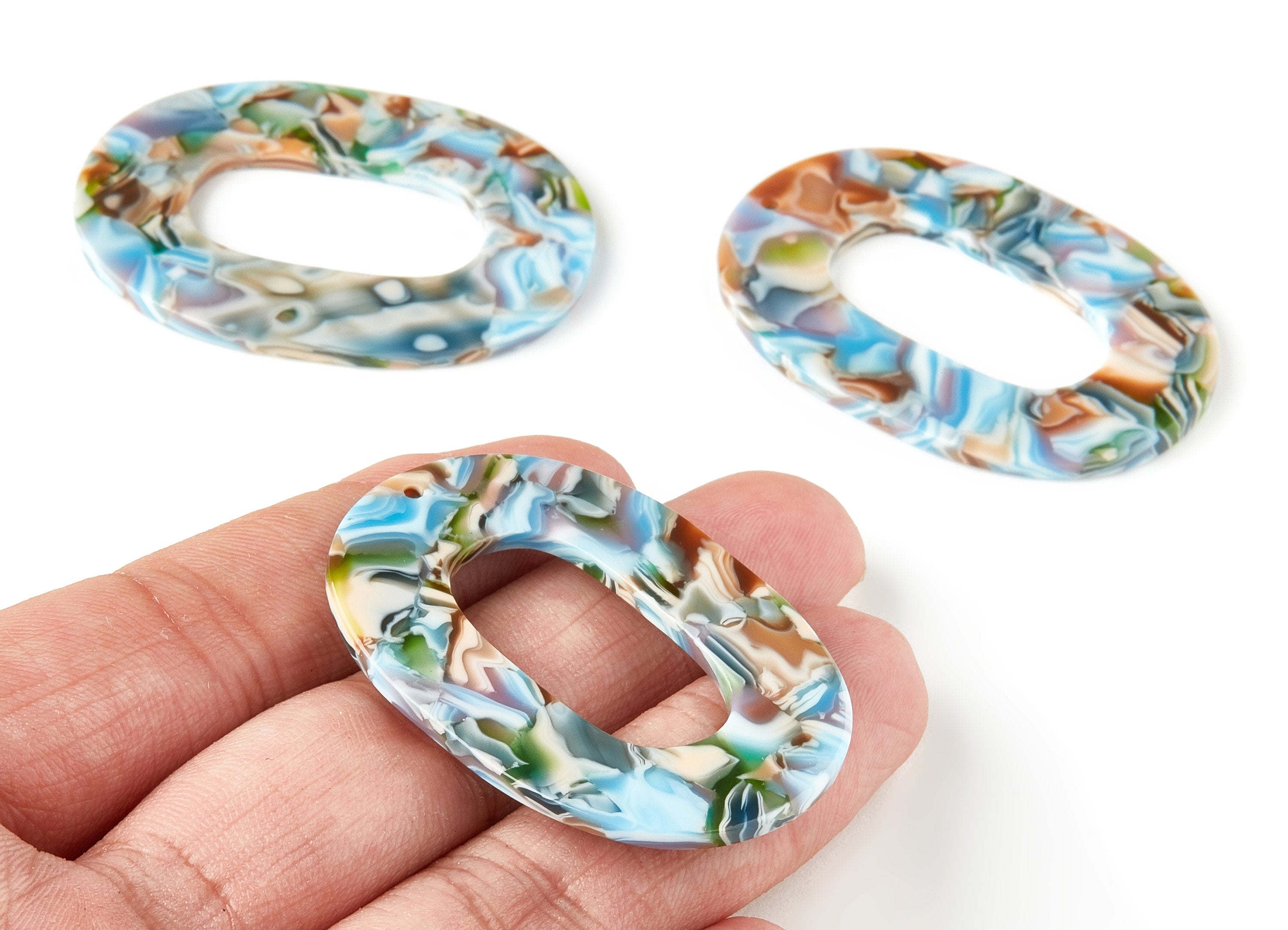 Acetate Oval Charms - Oval Earrings and Pendant - Earring Findings - Jewelry Supplies - Color Code: A240 - 46.74x34.38x2.58mm - AC1065-A240 - DOMEDBAZAAR