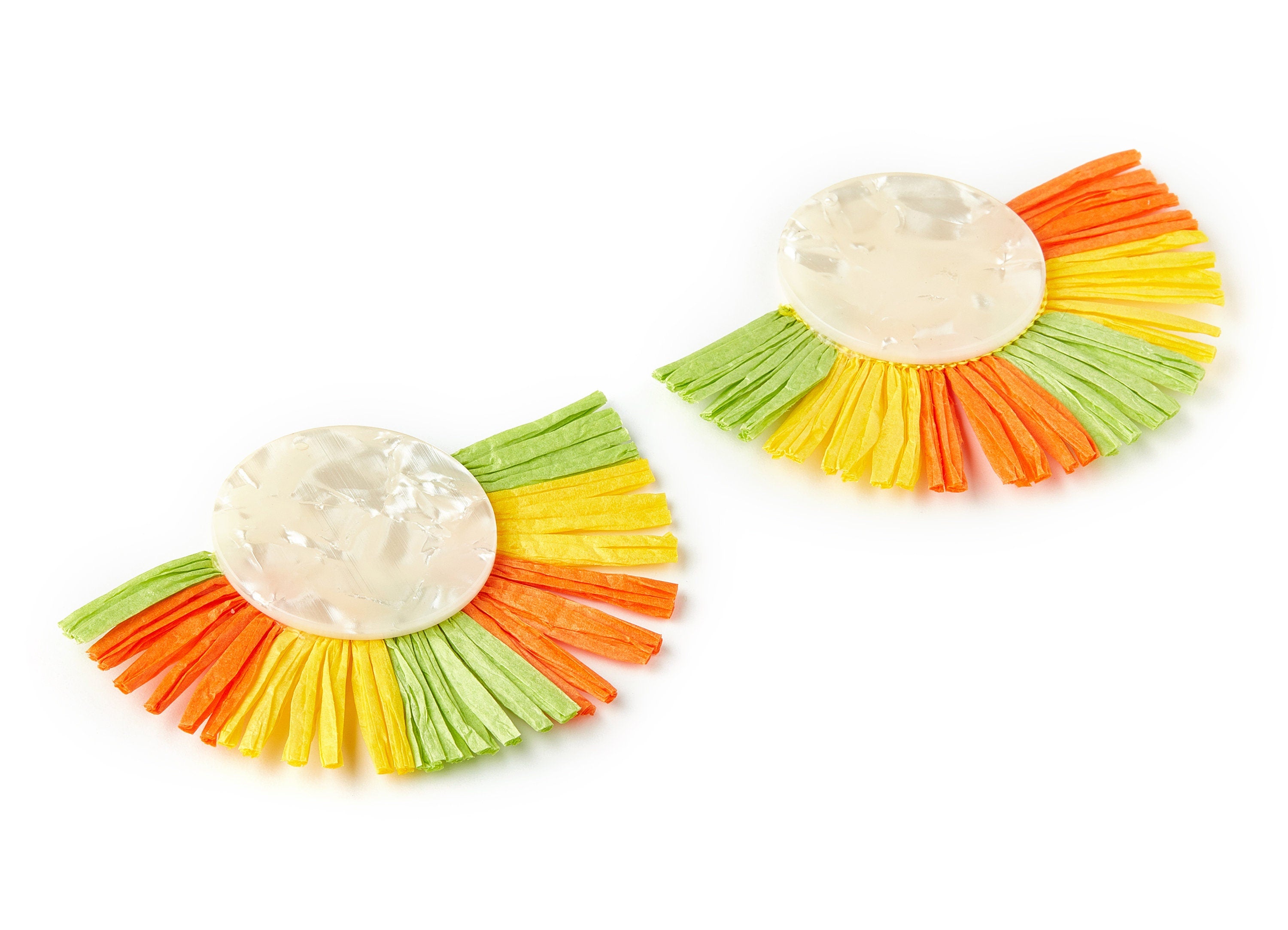 Acetate Tassels Fan Charms - Tassels Fan Single Layer Raffia - Earring Findings - Color Code: A31 - 77.75x55.82x3.5mm - AC1624-A31-A - DOMEDBAZAAR