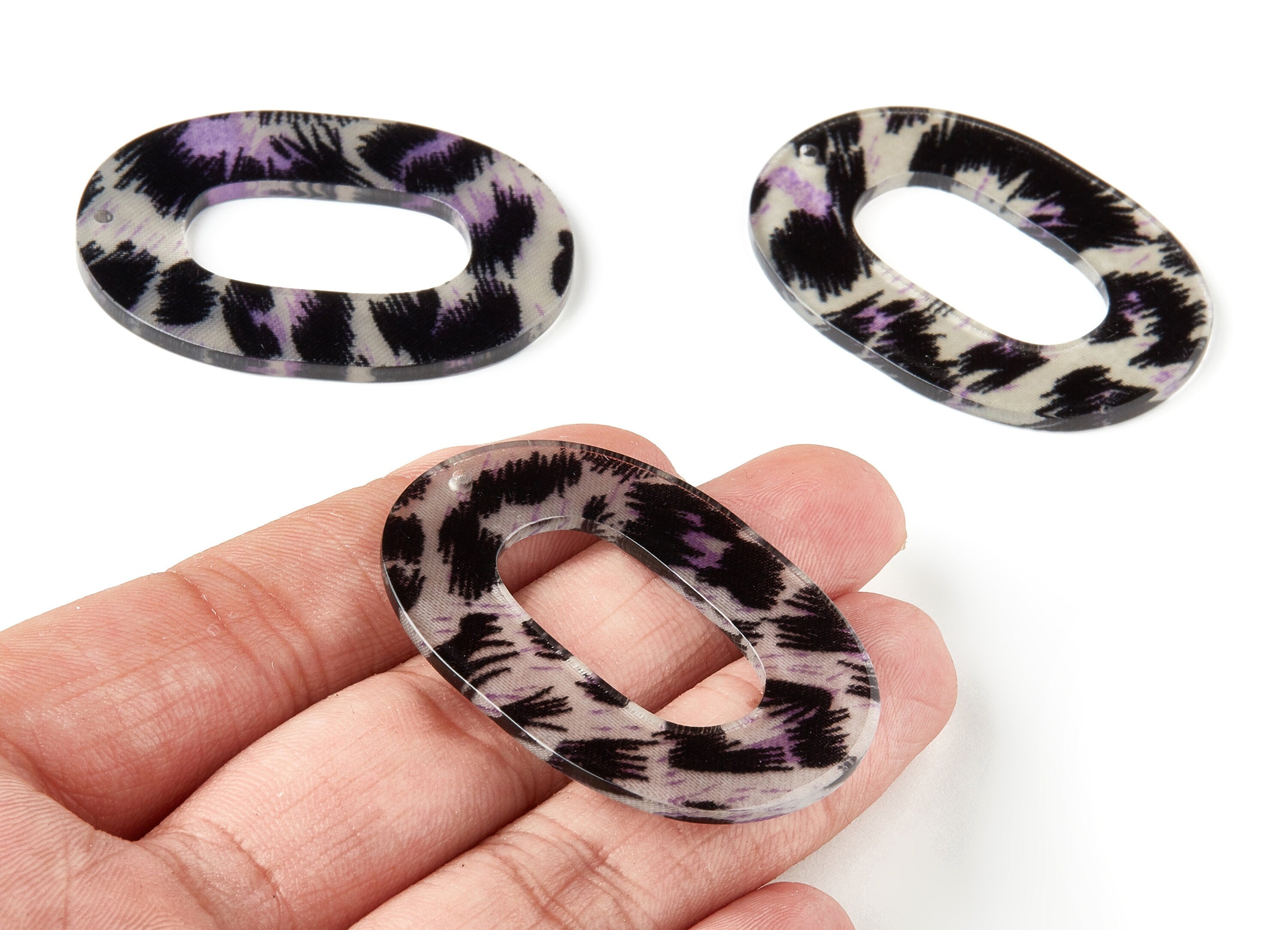 Acetate Oval Charms - Oval Earrings and Pendant - Earring Findings - Jewelry Supplies - Color Code: A296 - 46.74x34.38x2.58mm - AC1065-A296 - DOMEDBAZAAR