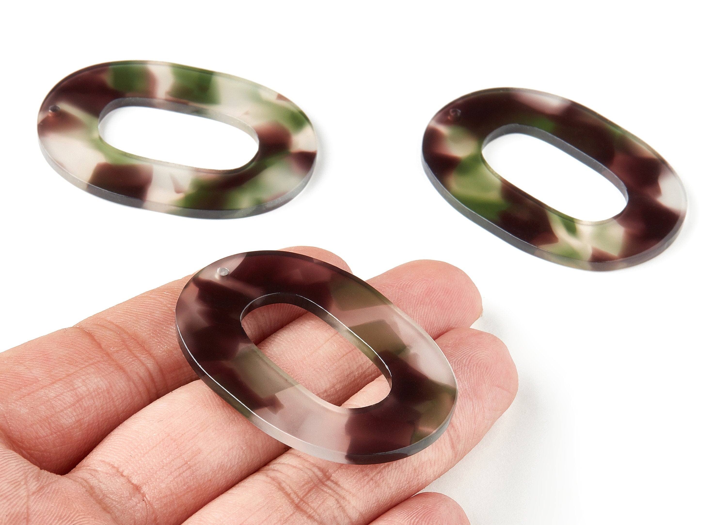 Acetate Oval Charms - Oval Earrings and Pendant - Earring Findings - Jewelry Supplies - Color Code: A349 - 46.74x34.38x2.58mm - AC1065-A349 - DOMEDBAZAAR