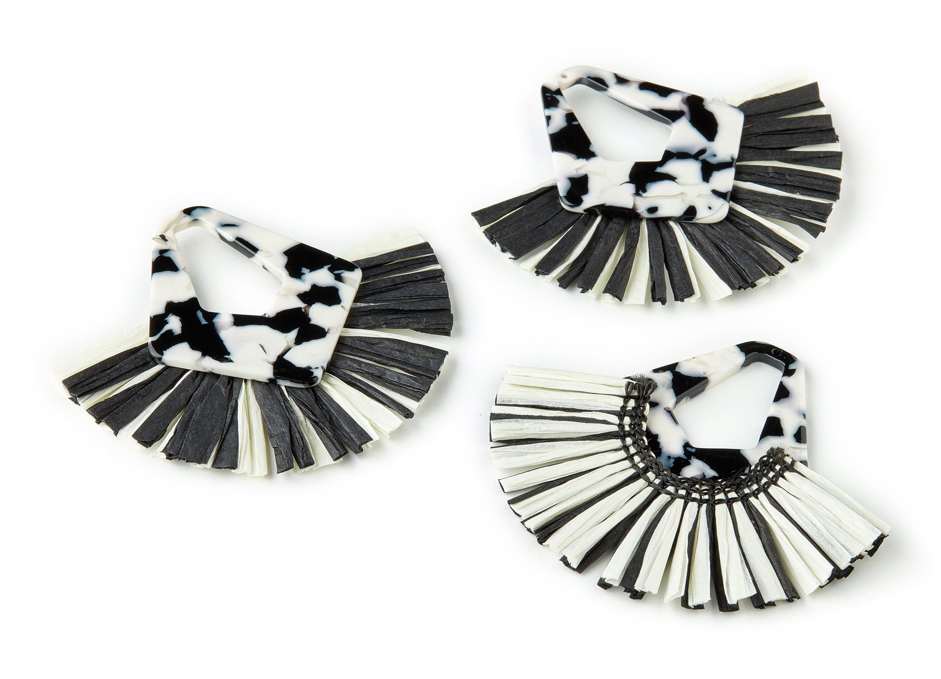 Acetate Tassels Fan Charms - Tassels Fan Single Layer Raffia - Earring Findings - Color Code: A17 - 75x64.13x4.29mm - AC1641-A17 - DOMEDBAZAAR