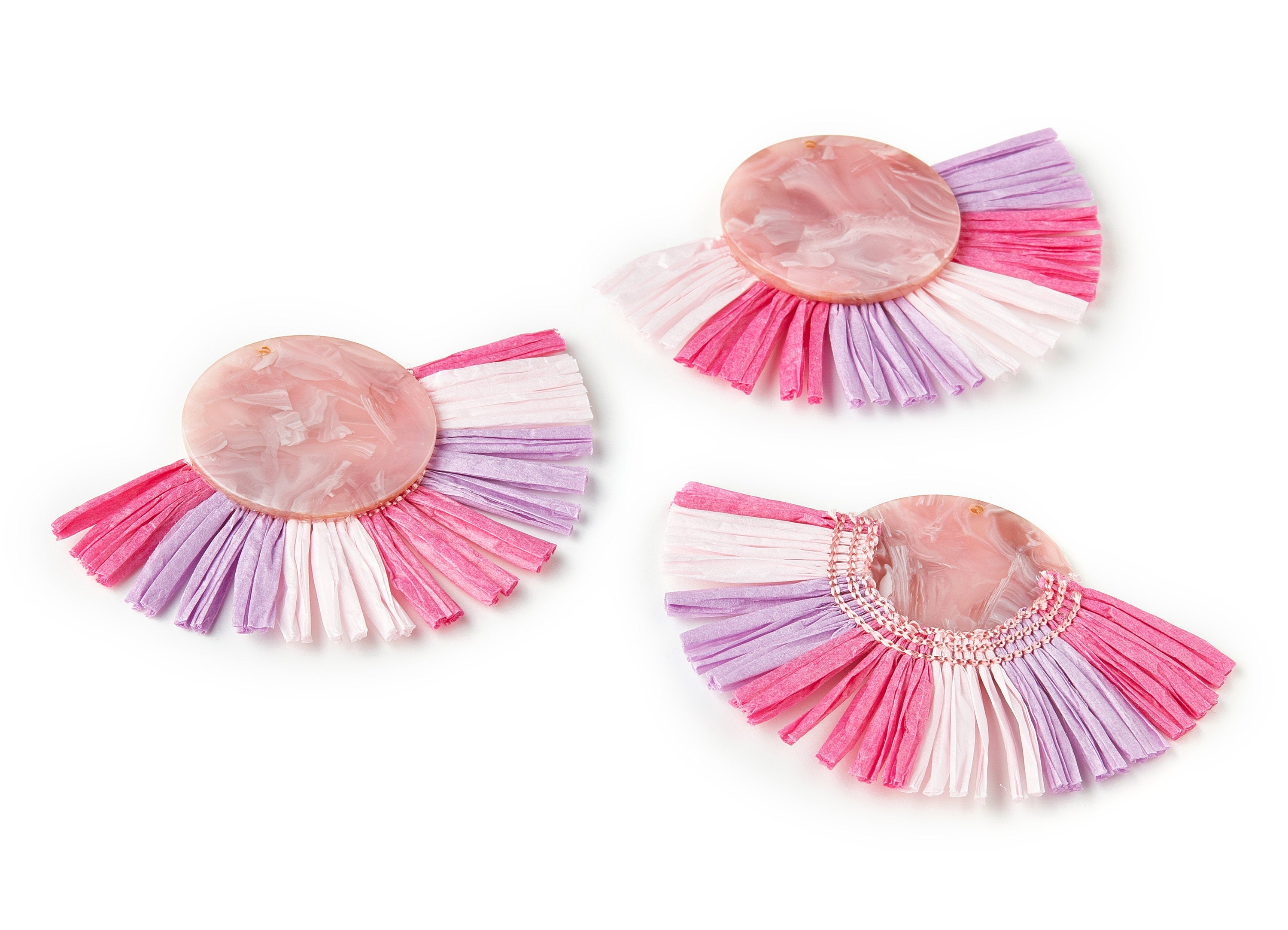 Acetate Tassels Fan Charms - Tassels Fan Single Layer Raffia - Earring Findings - Color Code: A26 - 77.71x55.53x4mm - AC1624-A26-A - DOMEDBAZAAR