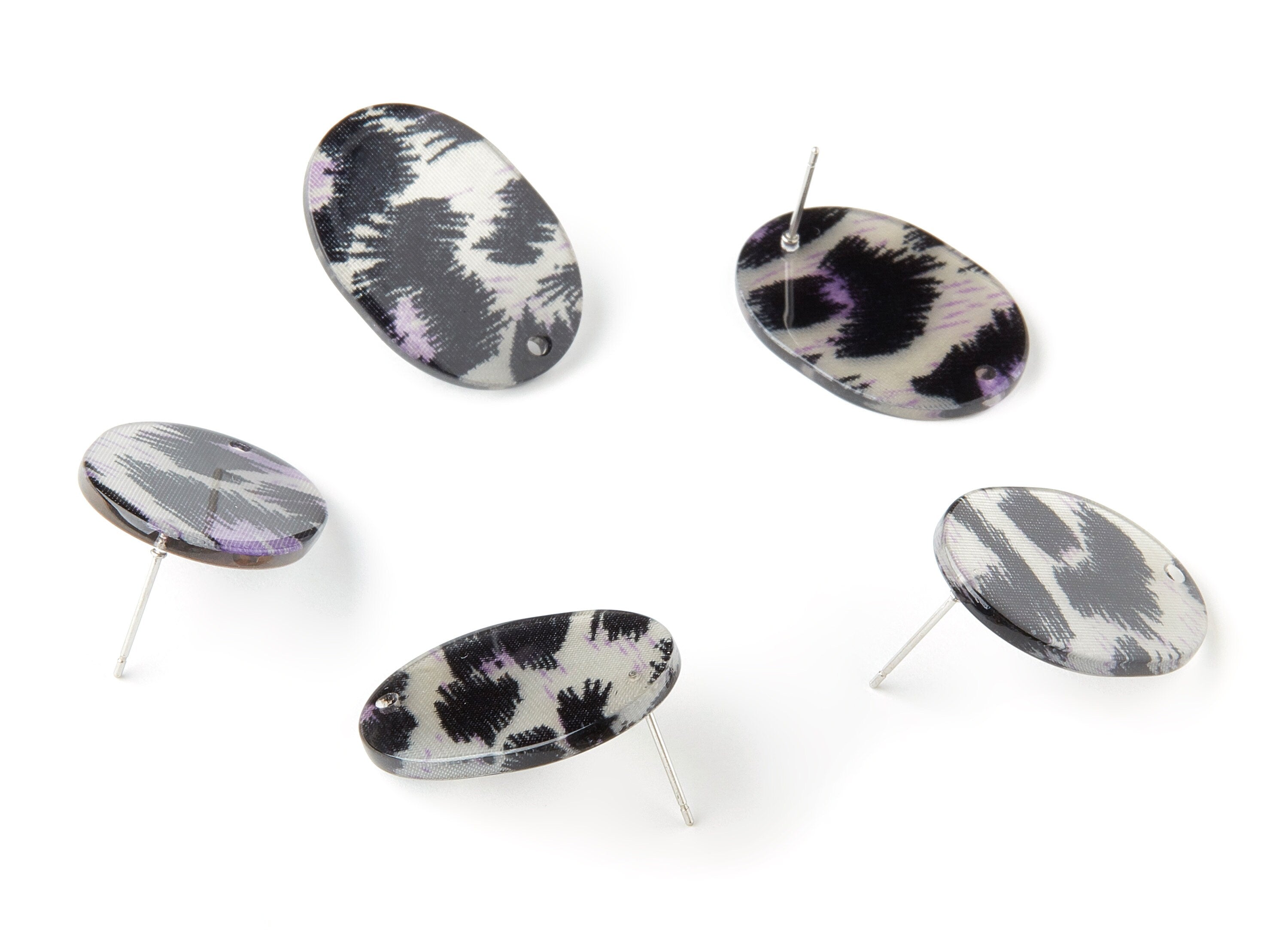 Acetate Oval Earring Stud - Oval Earring Post and Stud - Earring Findings - Color Code: A296 - 26.49x19.2x2.45mm - AC1002-A296 - DOMEDBAZAAR