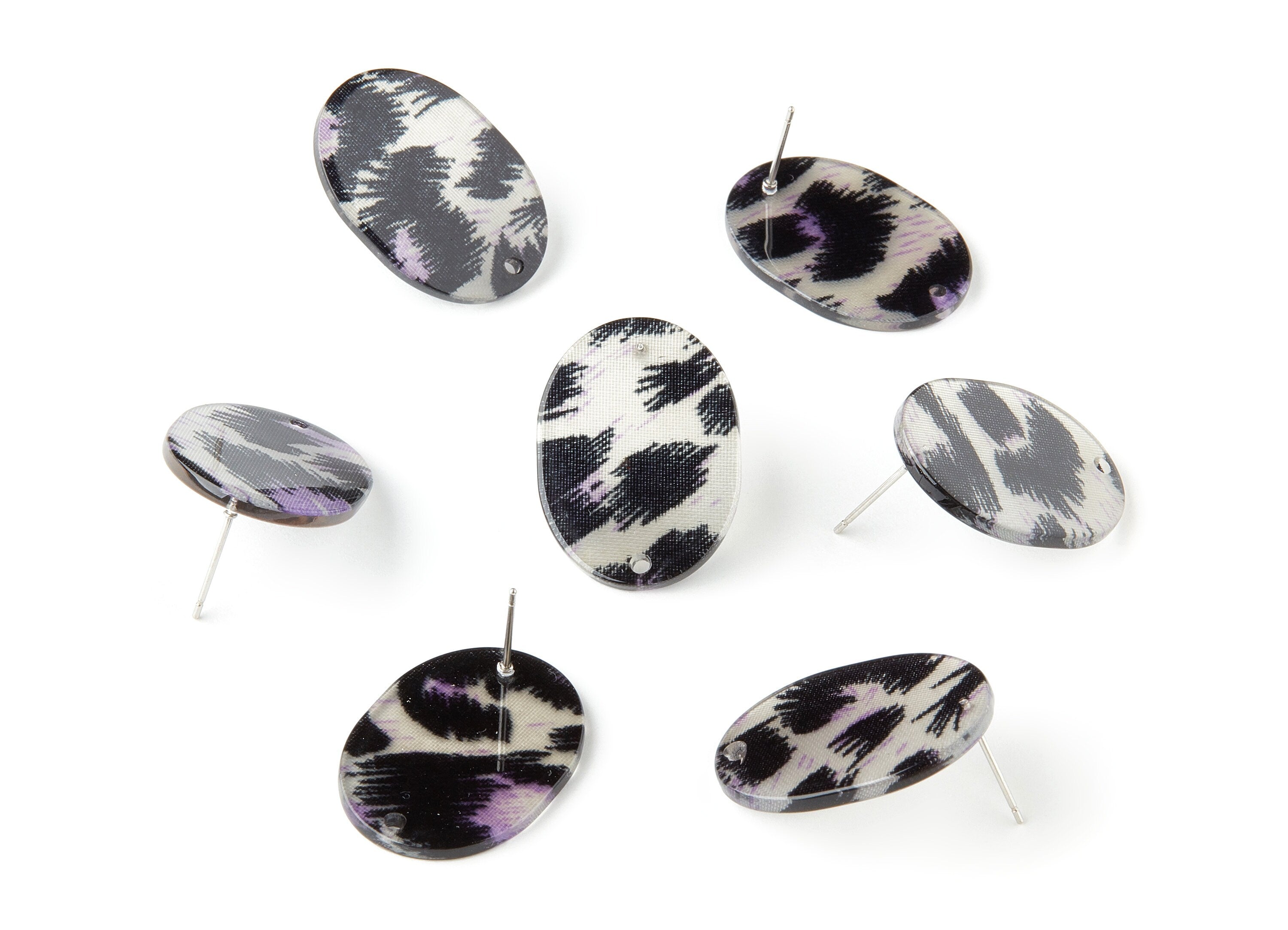 Acetate Oval Earring Stud - Oval Earring Post and Stud - Earring Findings - Color Code: A296 - 26.49x19.2x2.45mm - AC1002-A296 - DOMEDBAZAAR