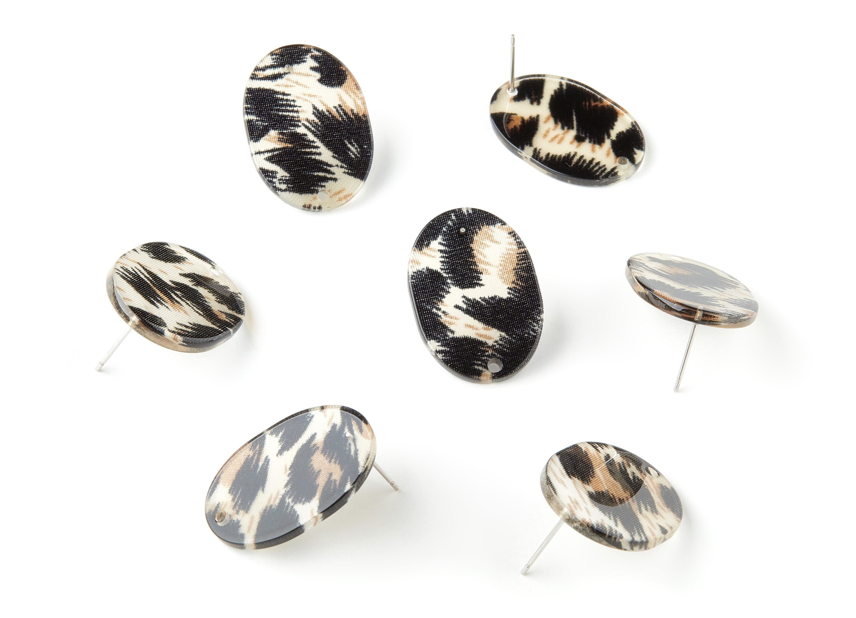 Acetate Oval Earring Stud - Oval Earring Post and Stud - Earring Findings - Color Code: A266 - 26.49x19.2x2.45mm - AC1002-A266 - DOMEDBAZAAR