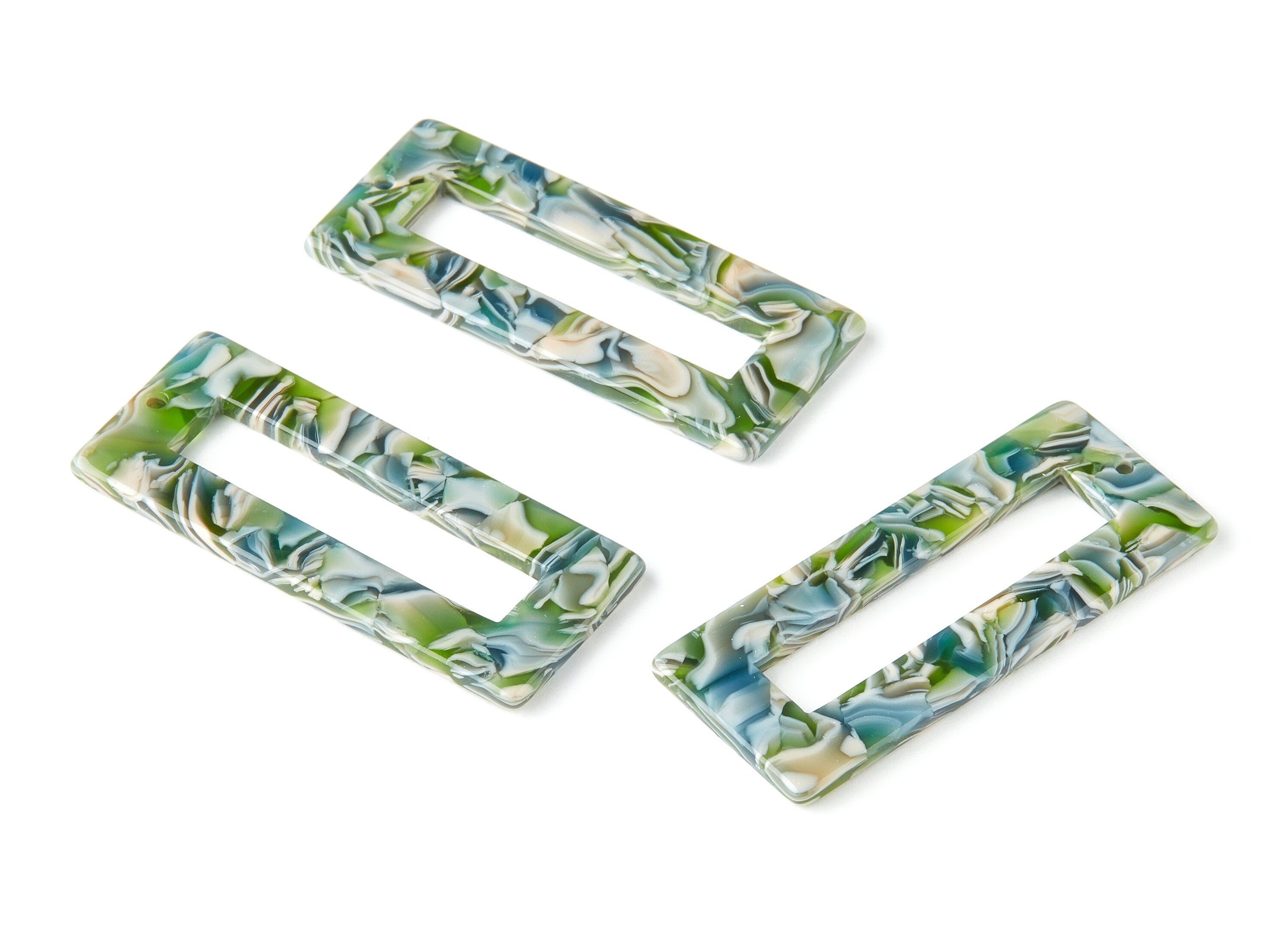 Acetate Rectangle Charms - Rectangle Earrings and Pendant - Earring Findings - Color Code: A368 - 48.64x19.44x2.66mm - AC1025-A368 - DOMEDBAZAAR